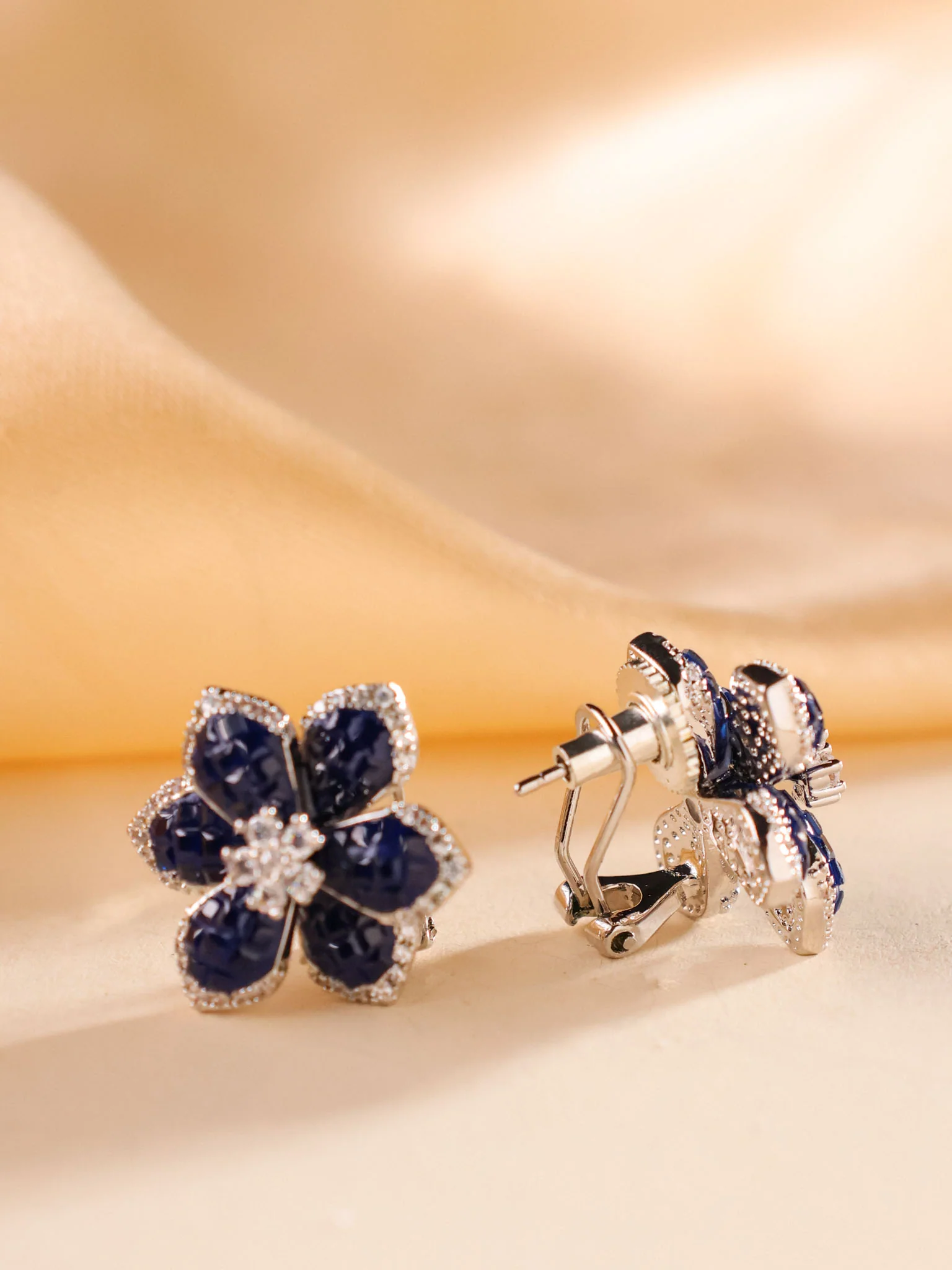 Petal Radiance Designer Earrings Invisible Setting - Image 3
