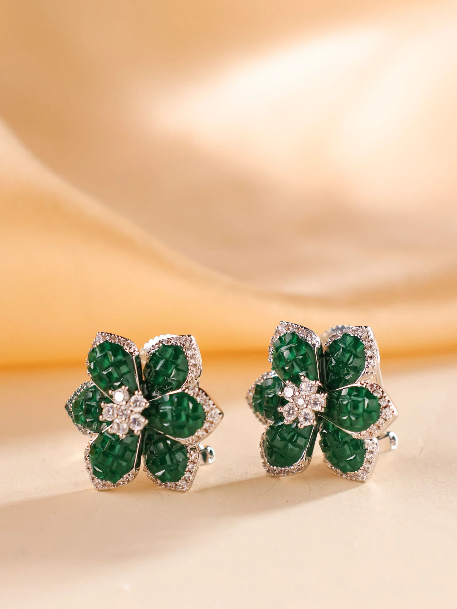 Petal Radiance Designer Earrings Invisible Setting - Image 4