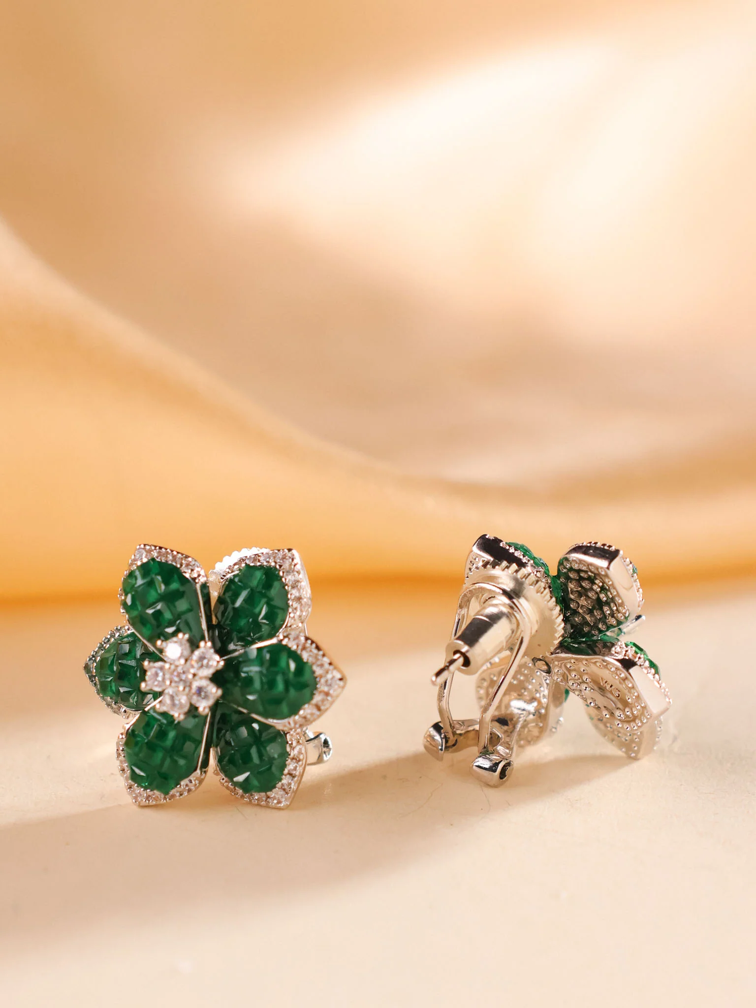 Petal Radiance Designer Earrings Invisible Setting - Image 5