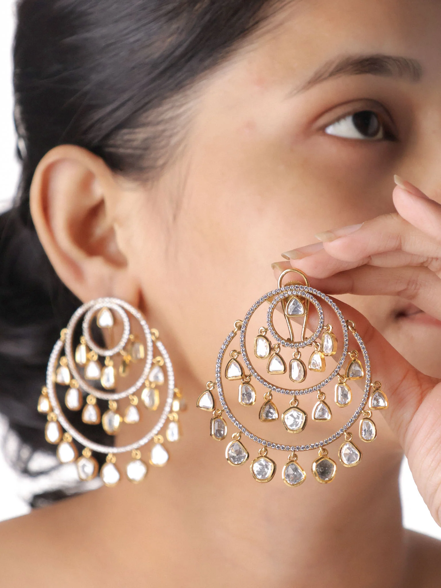 Polki Chandbali Earrings