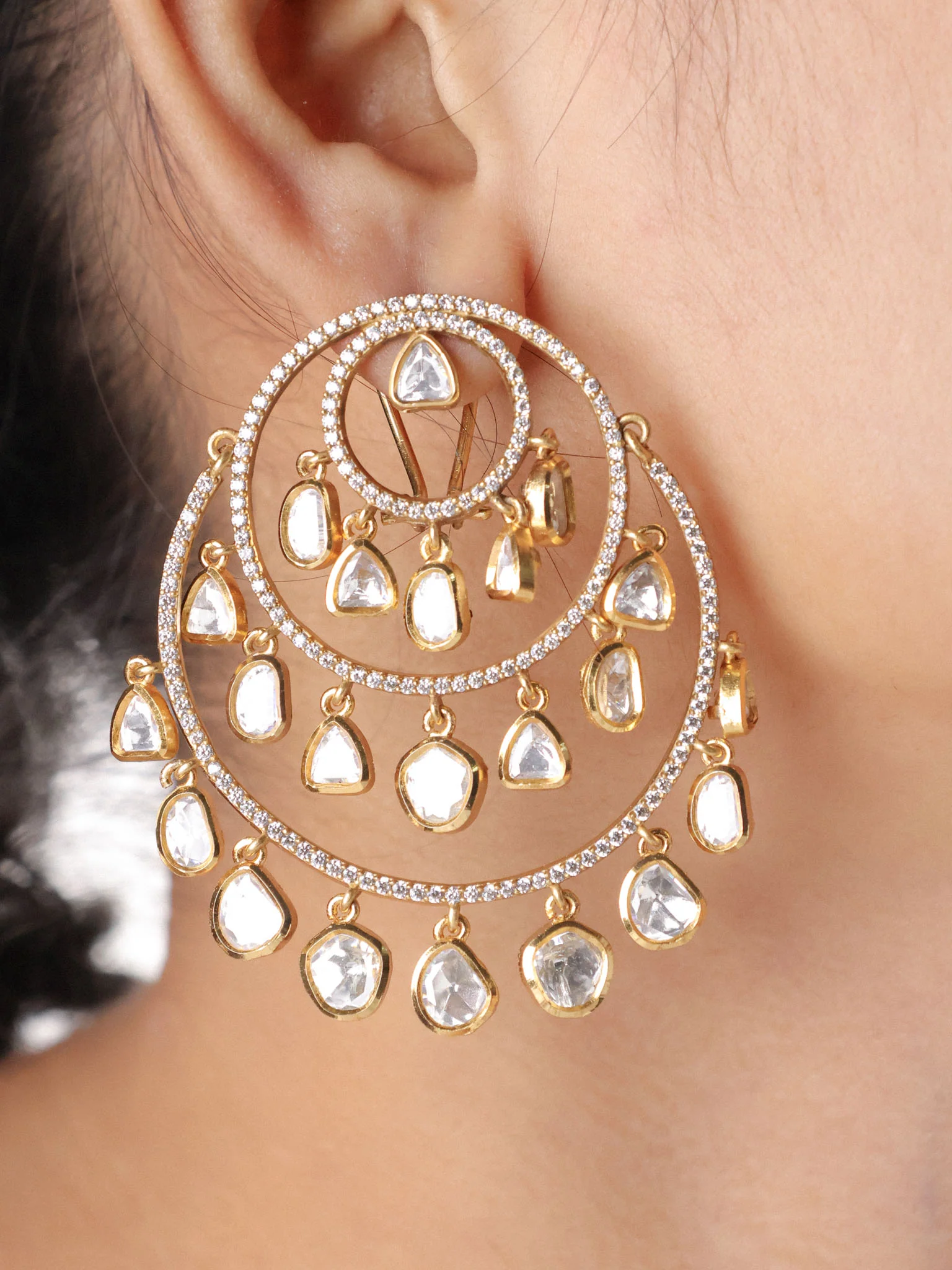 Polki Chandbali Earrings - Image 2