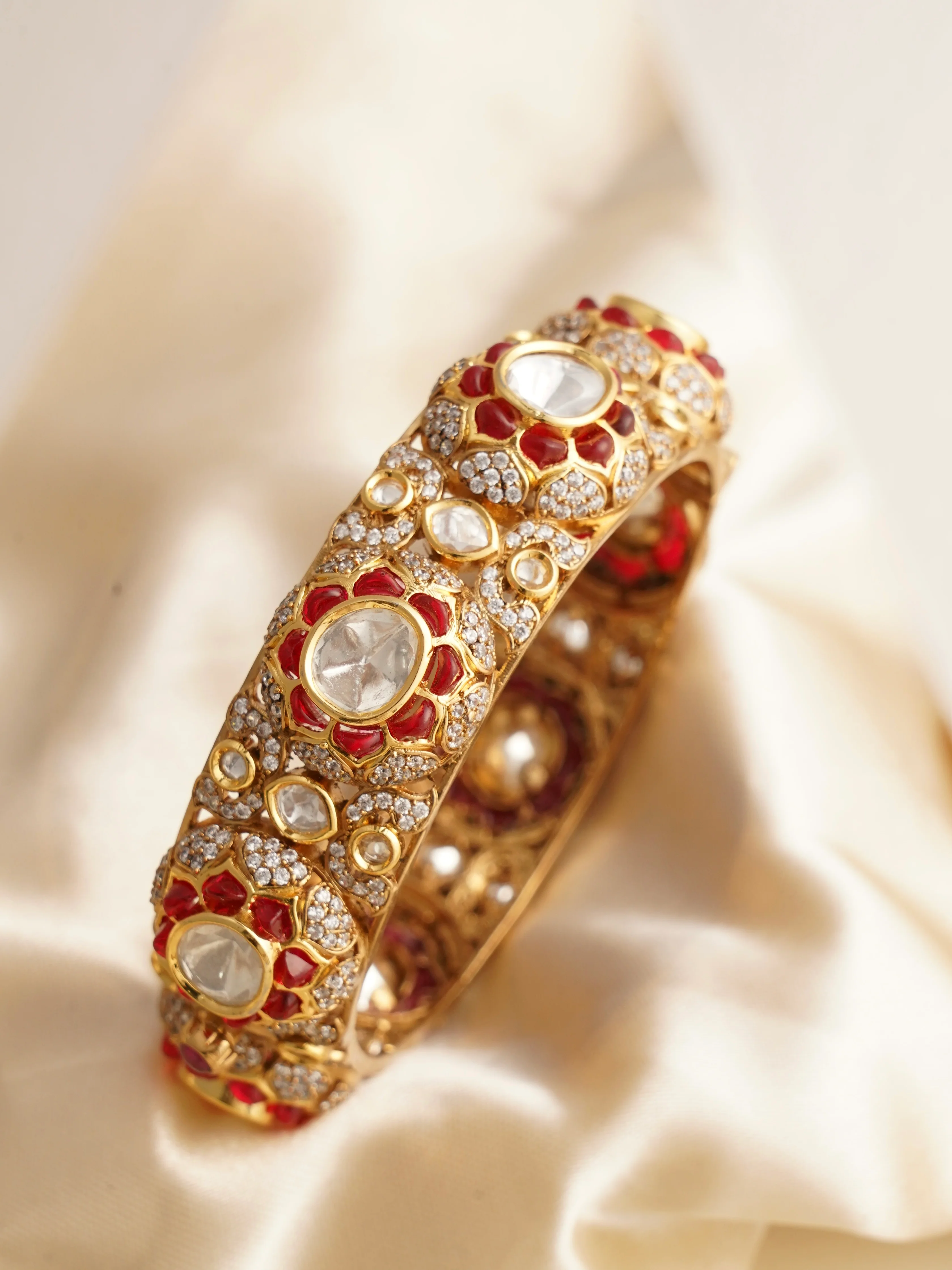 Polki Kundan Kada with Royal Polki Detailing- Openable