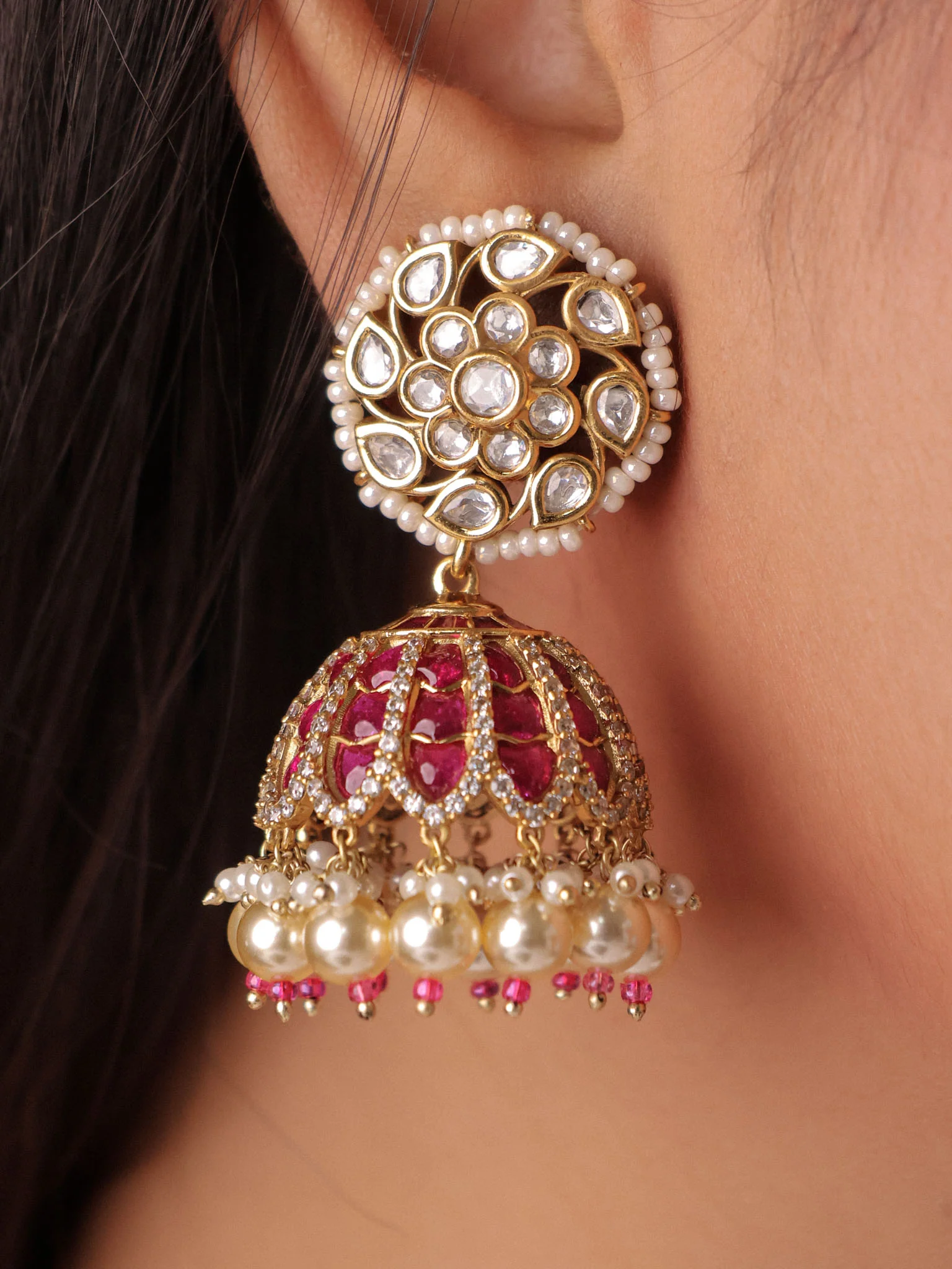 Polki Statement Jhumkas - Image 3