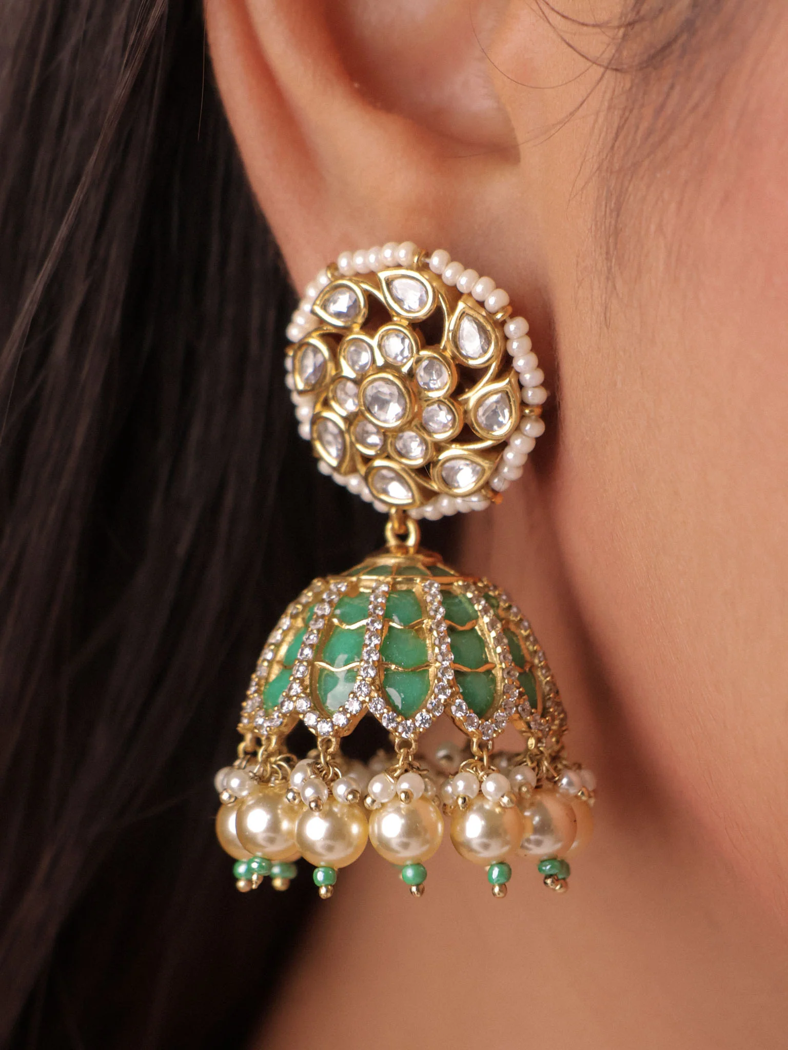 Polki Statement Jhumkas - Image 4