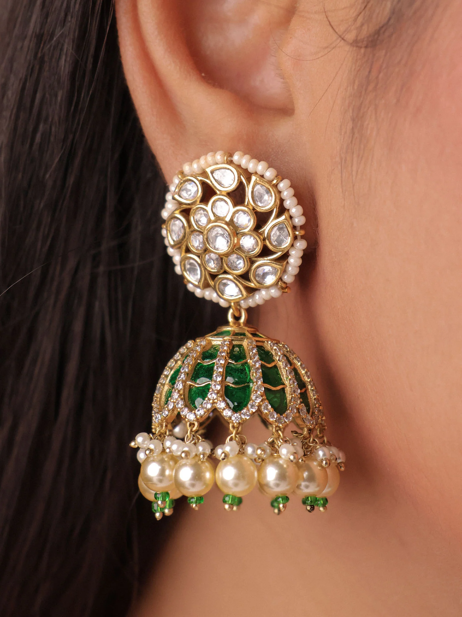 Polki Statement Jhumkas - Image 5