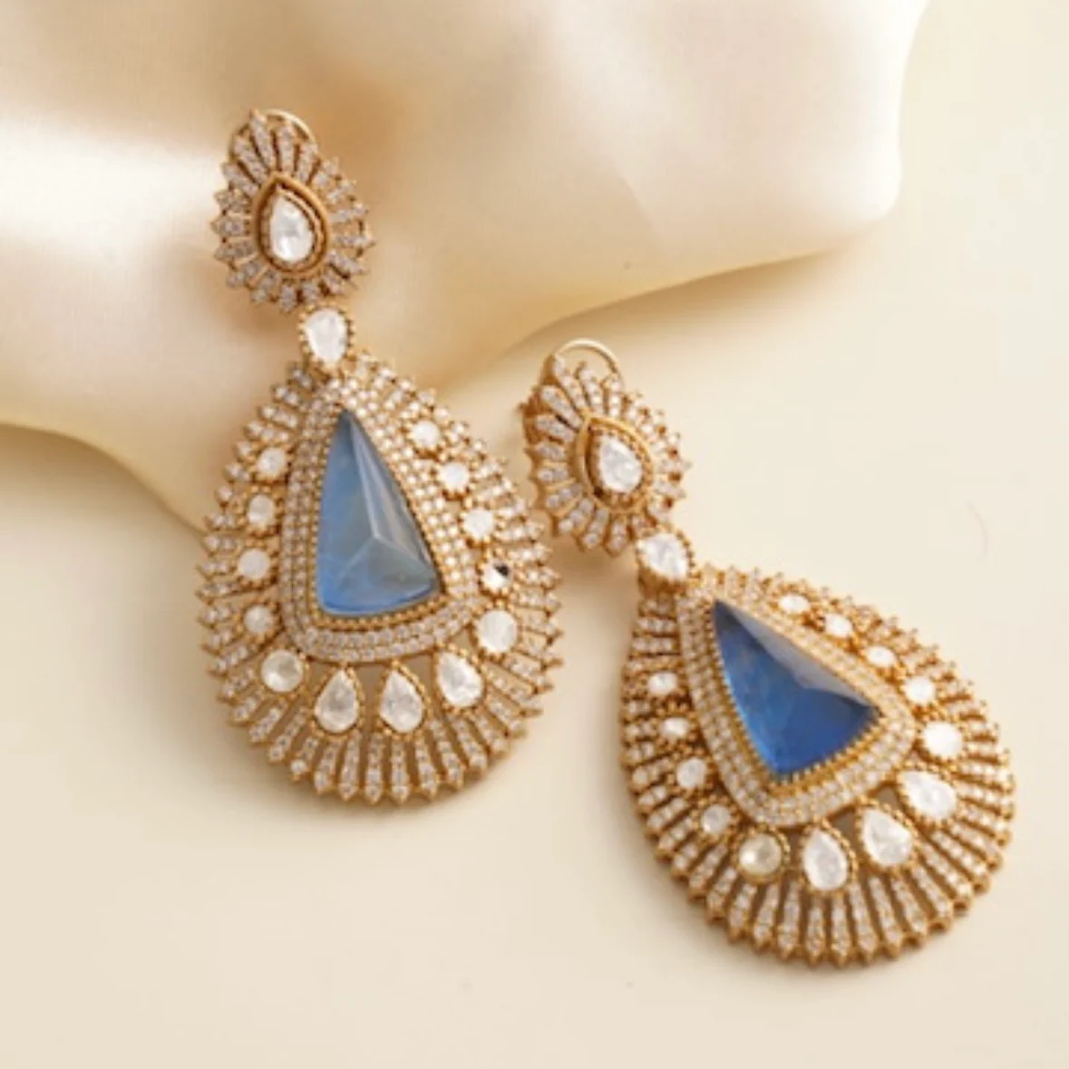 Polki Teardrop Earrings - Image 2