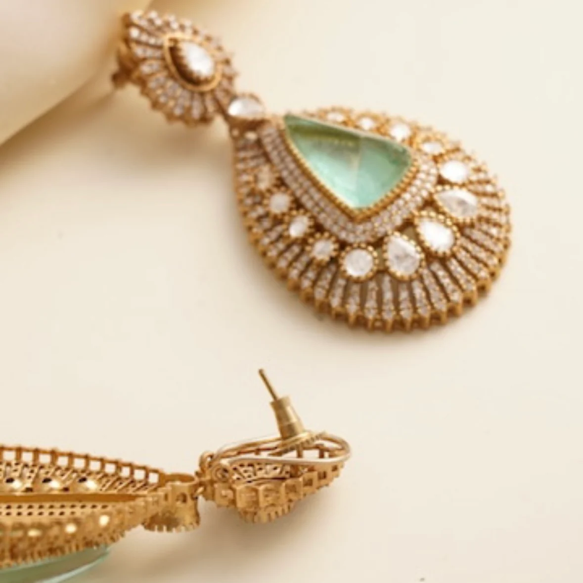 Polki Teardrop Earrings - Image 3