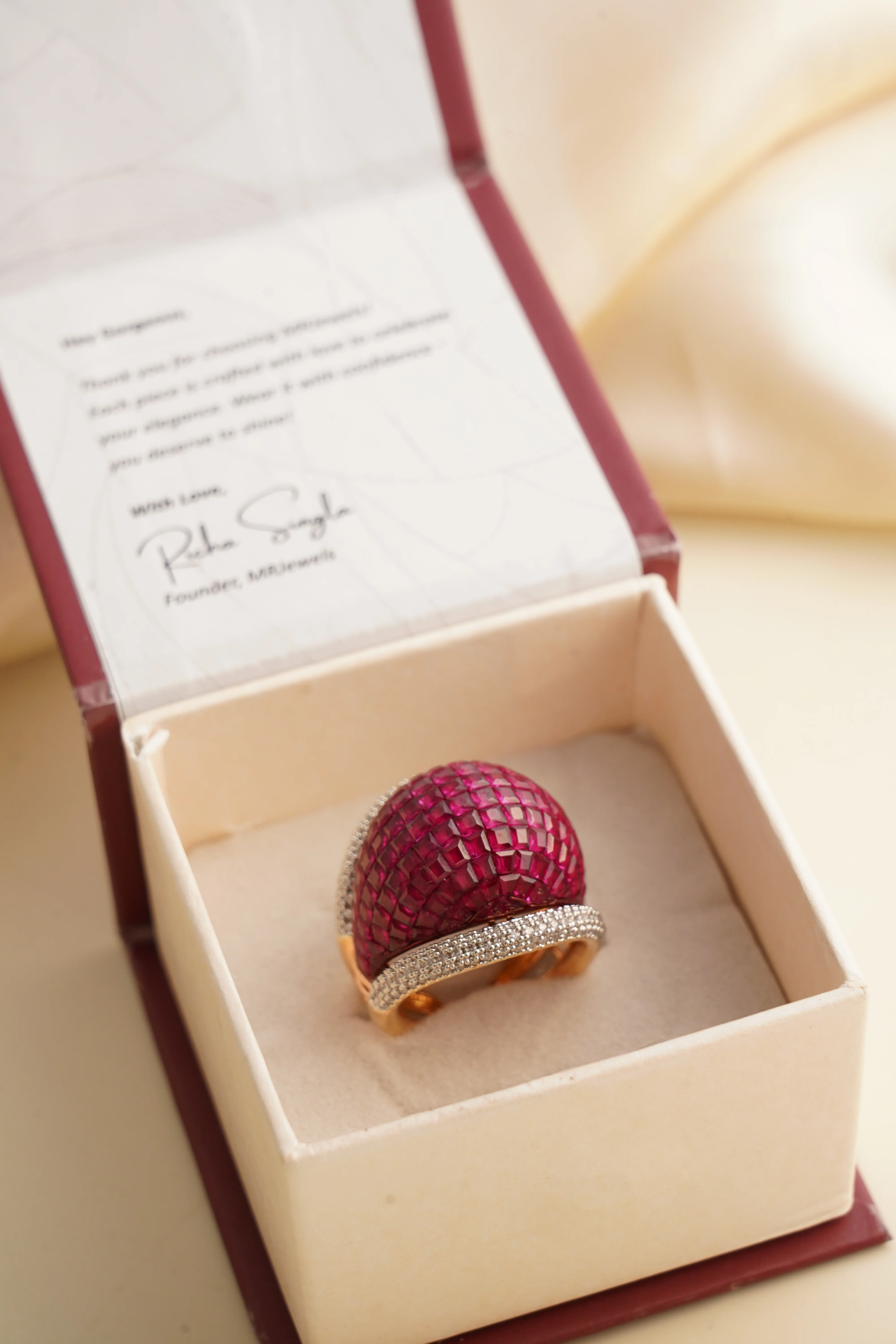 Premium Ruby Micron gold plated ring-Free Size - Image 3