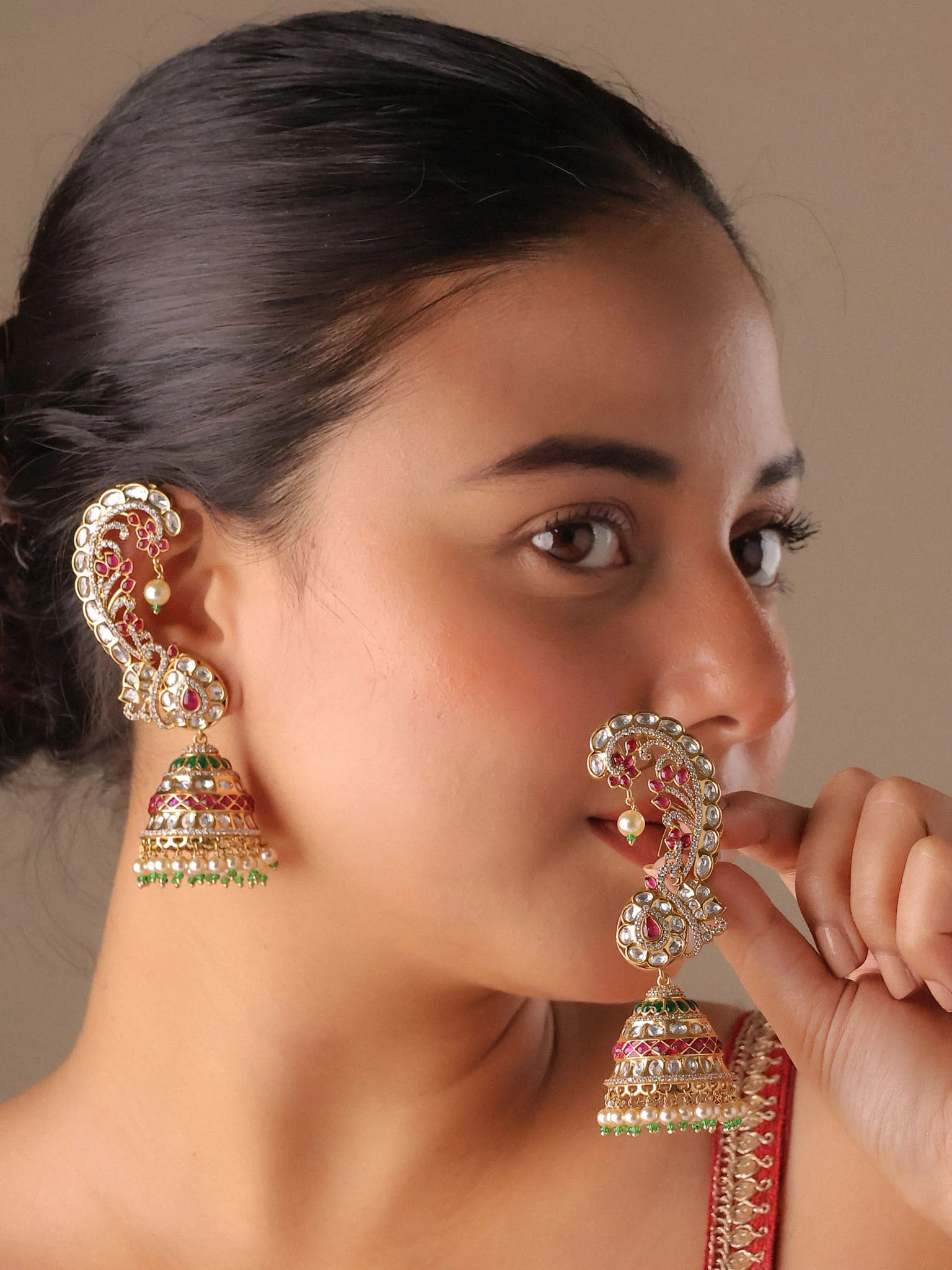 Rajkumari Polki Ear Cuff Jhumka