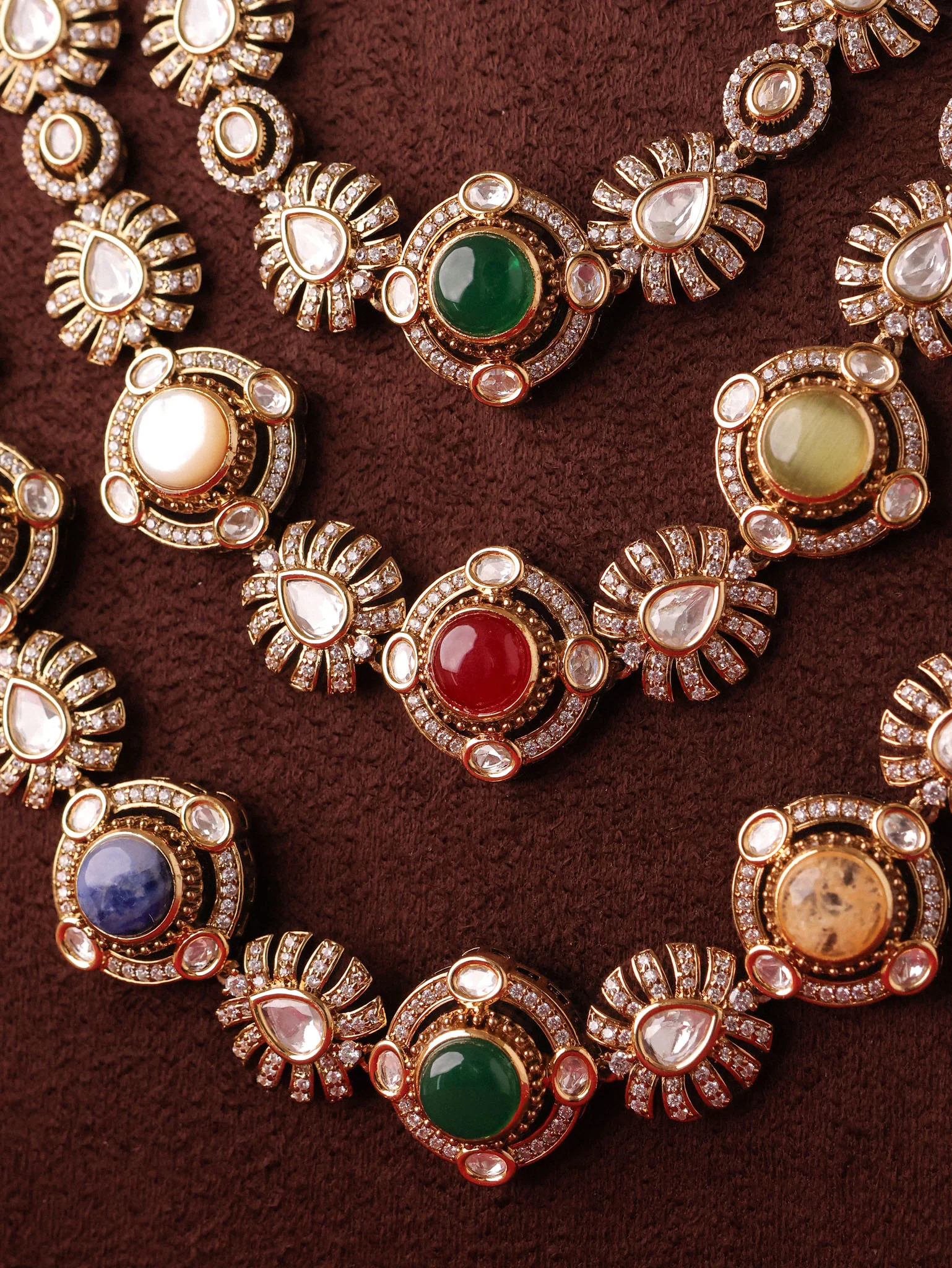 Rajsi Navratna Layered Necklace Set - Image 2