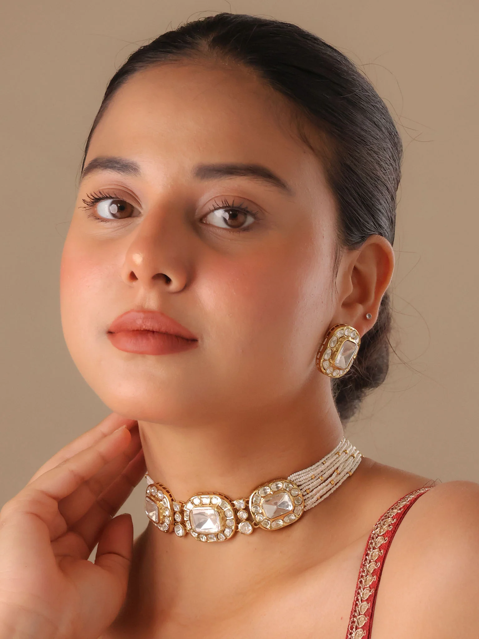 Rajsi Polki Pearl Choker Set