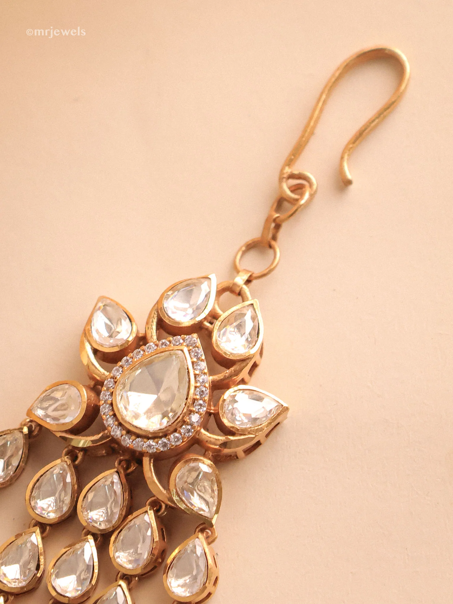 Rajwada Moissanite Bridal Pasa with Pearl - Image 3