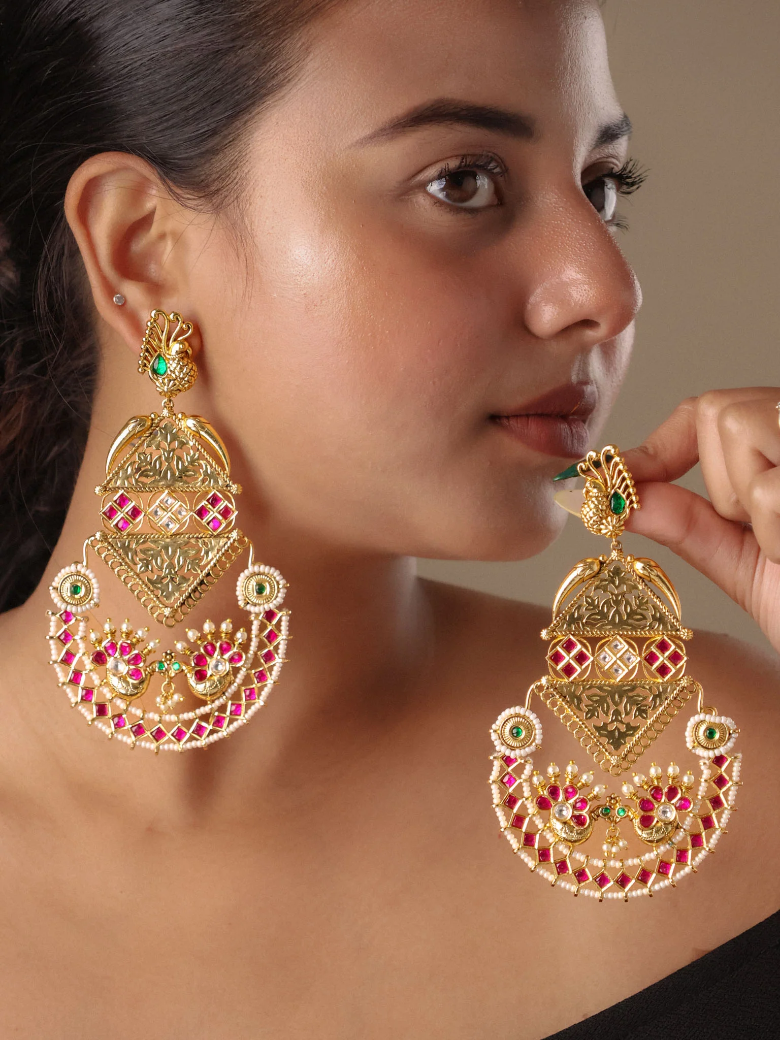 Rajwada Peacock Royale Statement Earrings