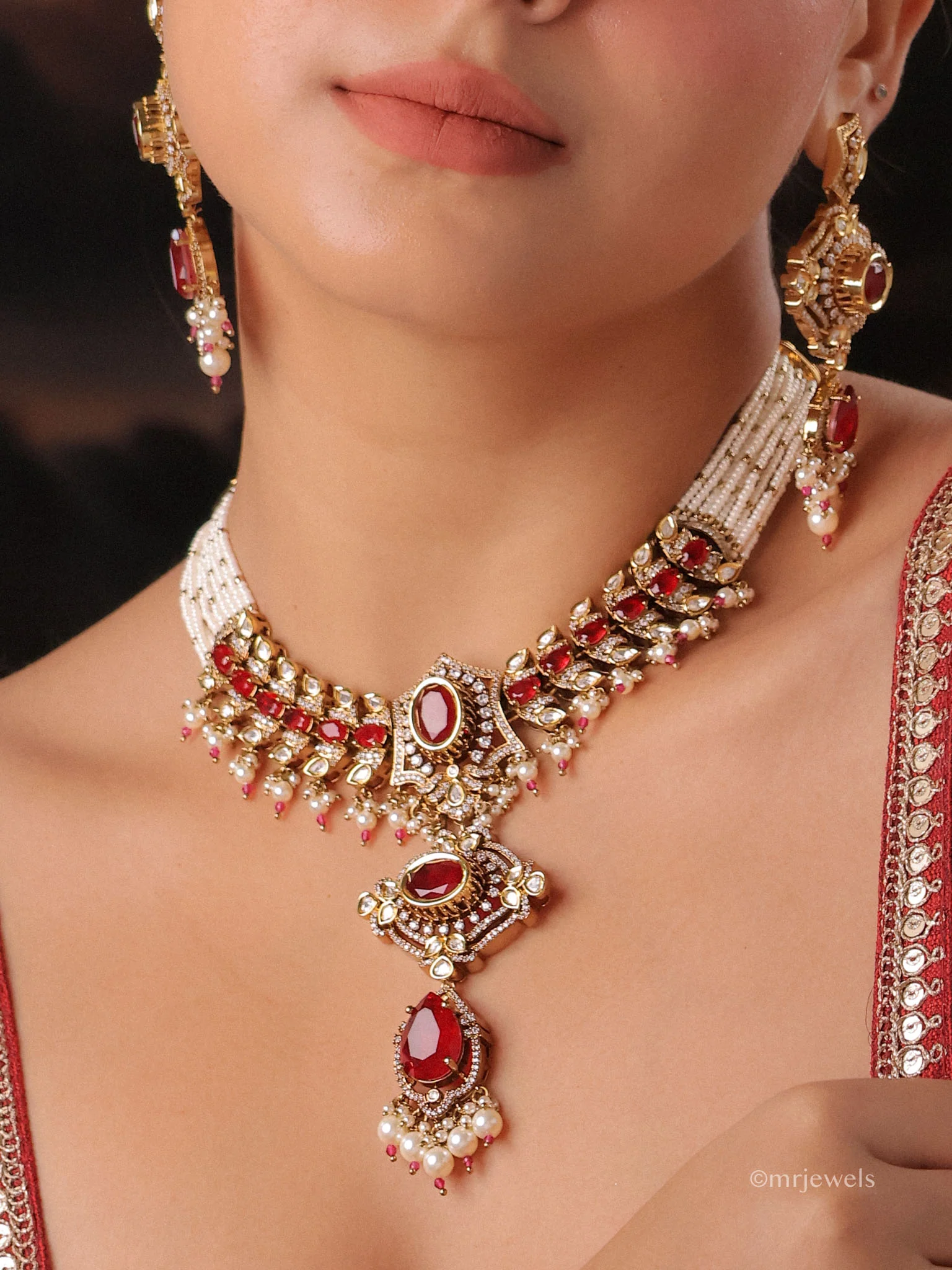 Rajwada Polki Bridal Statement Choker Set
