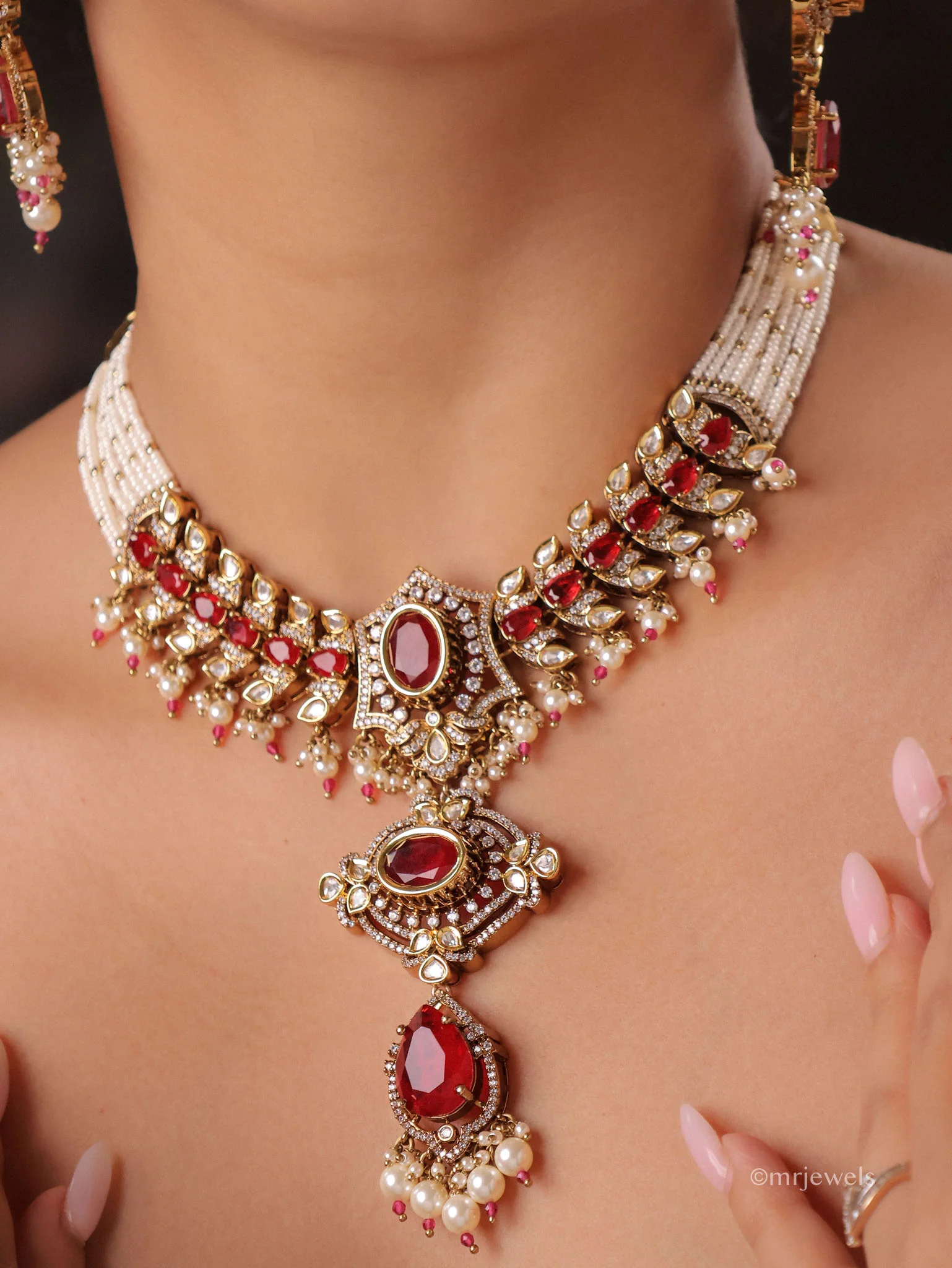 Rajwada Polki Bridal Statement Choker Set - Image 2