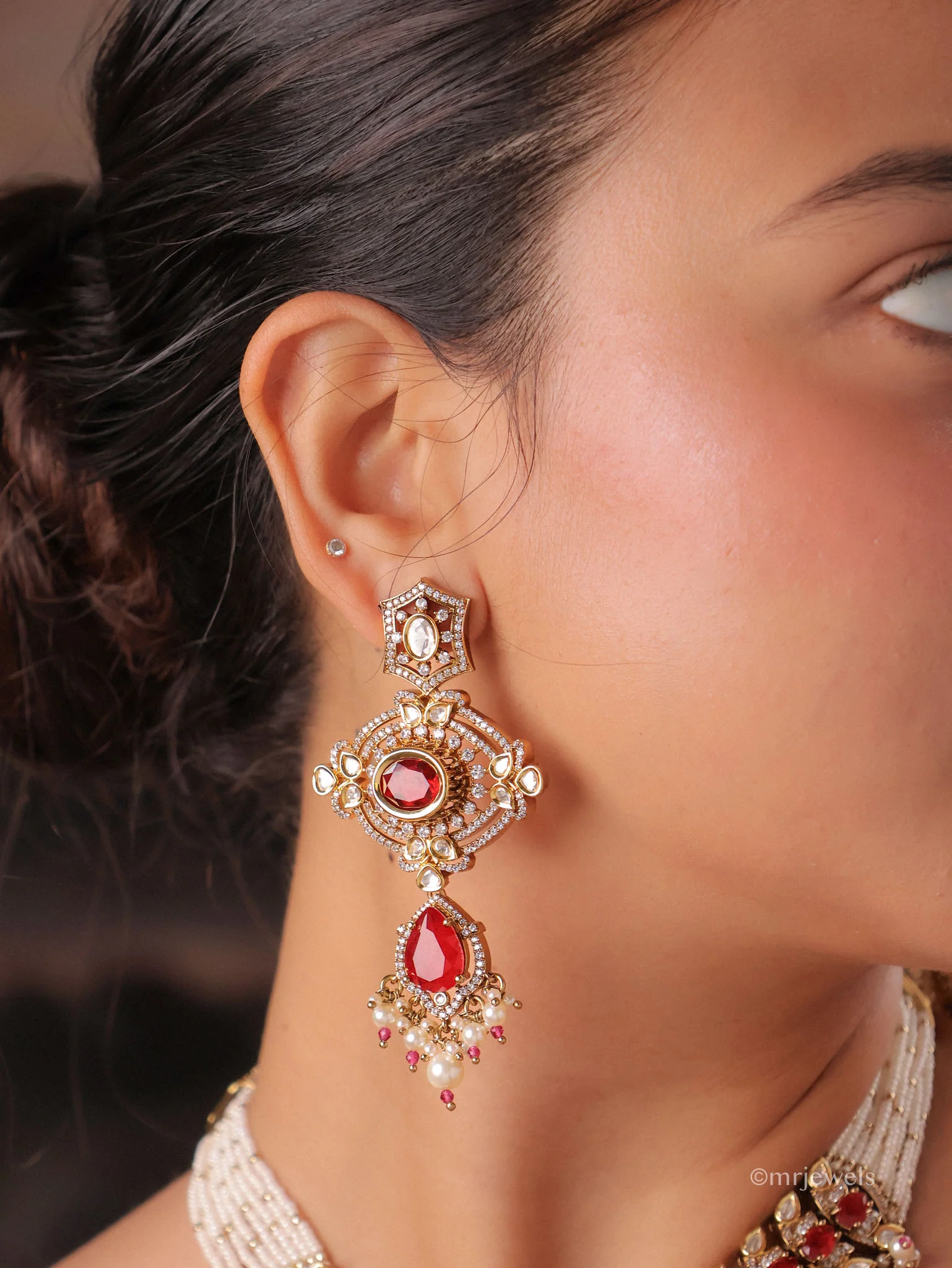 Rajwada Polki Bridal Statement Choker Set - Image 3