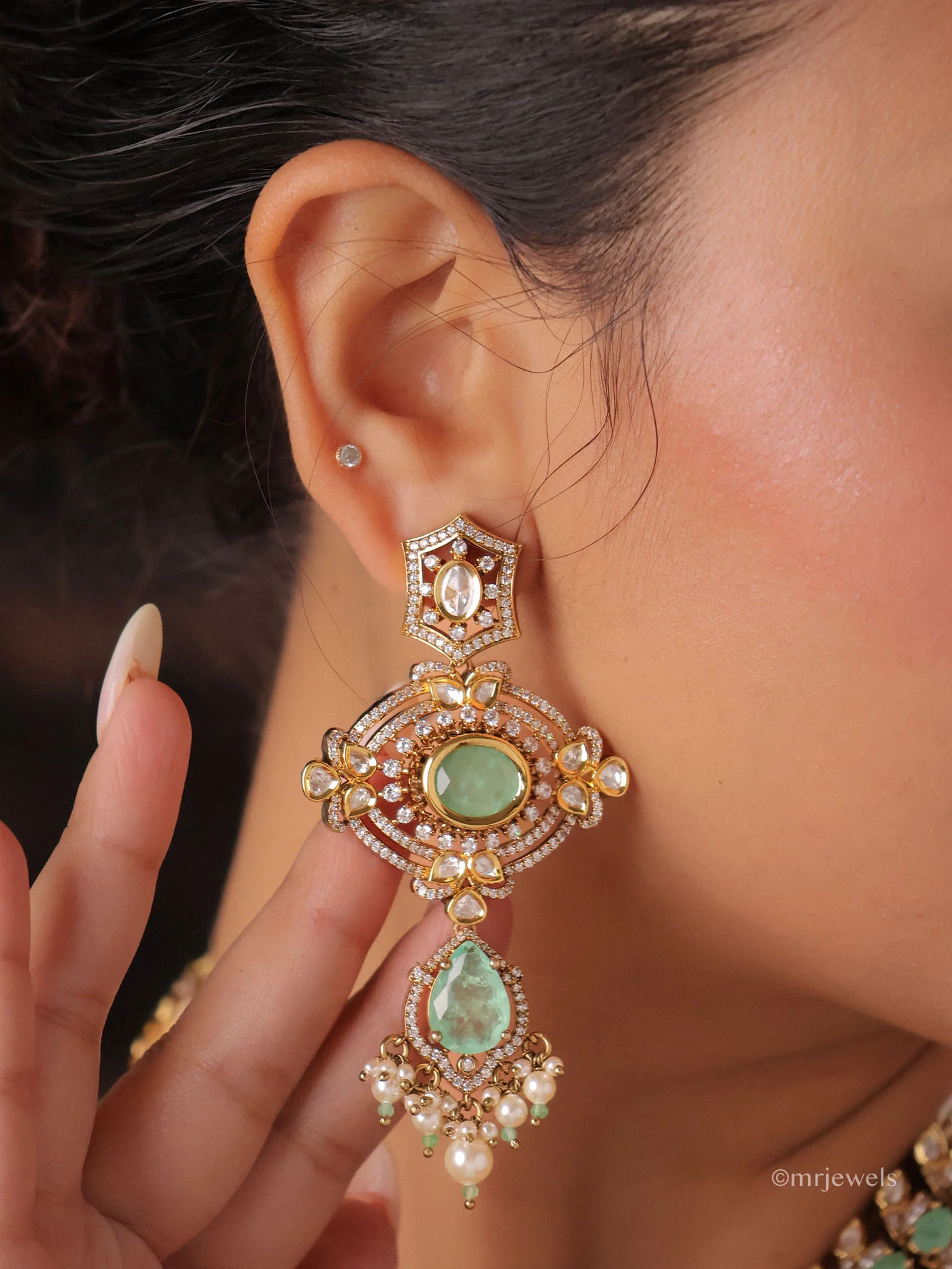 Rajwada Polki Bridal Statement Choker Set - Image 6