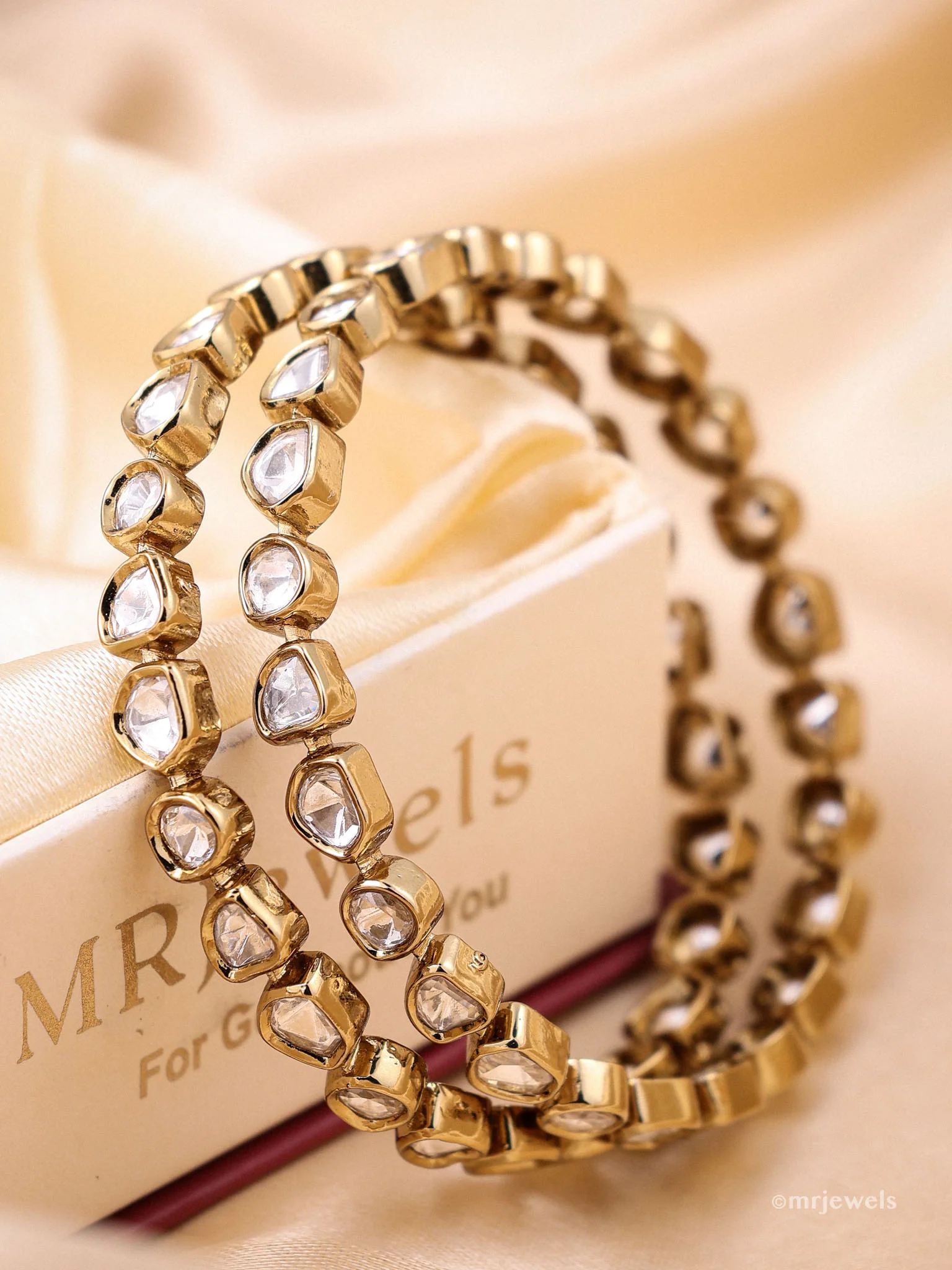 Rajwada Polki Kada Bangles (Pair) - Image 2