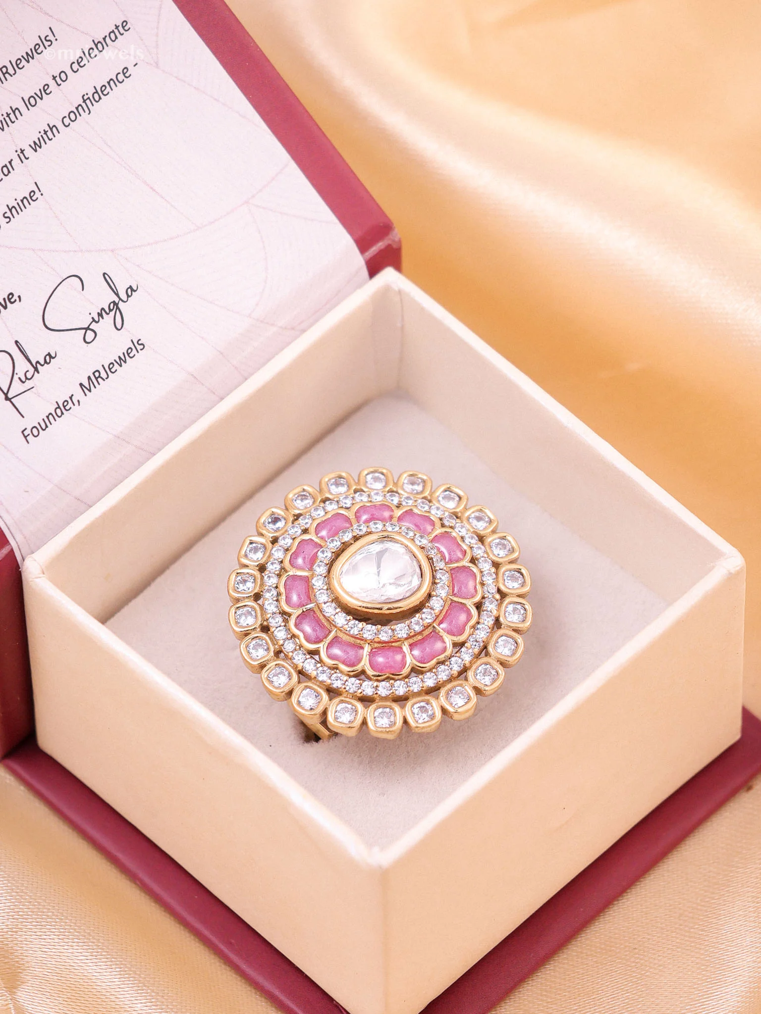 Rajwada Polki Ring (Adjustable) - Image 10
