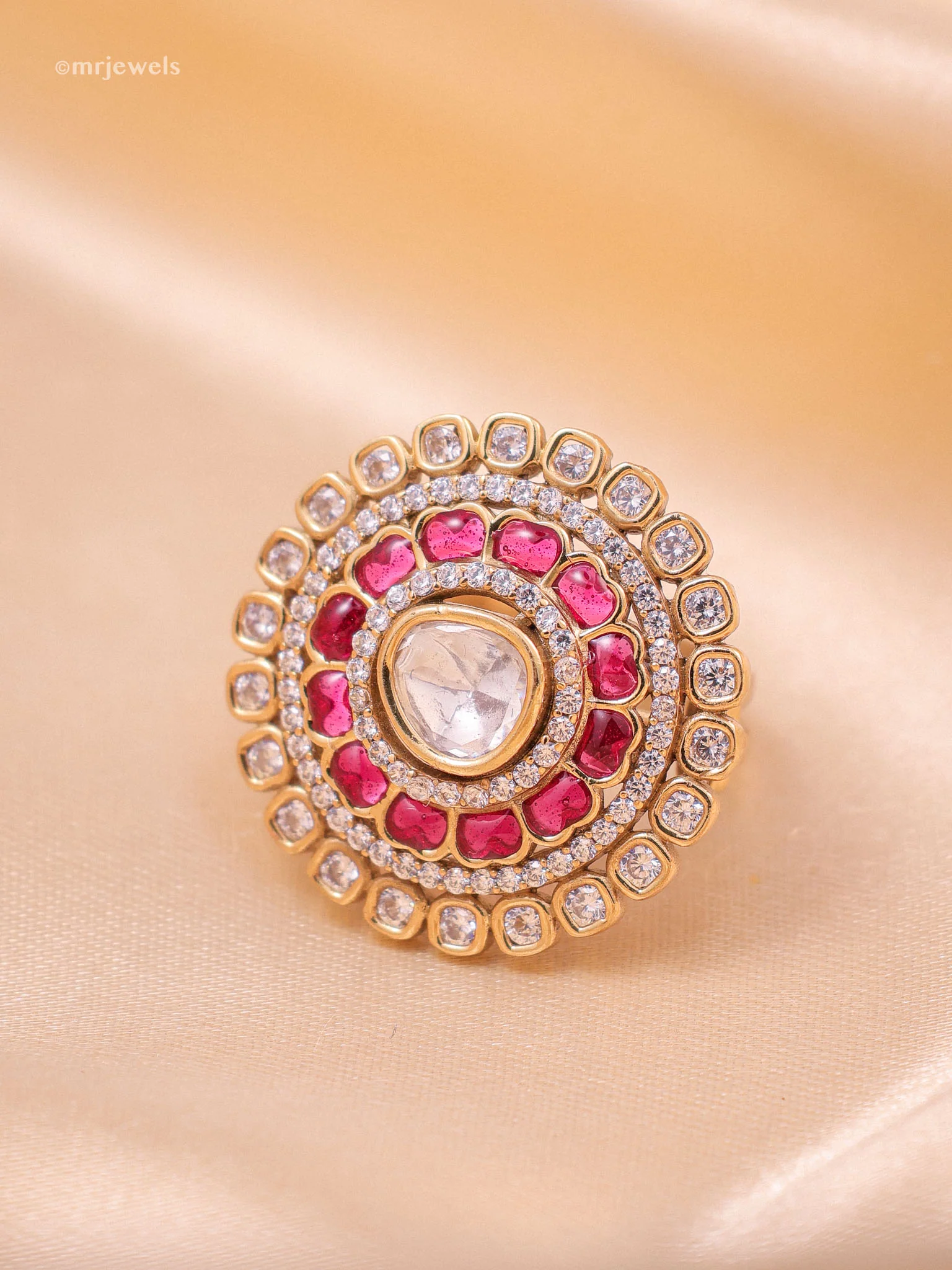 Rajwada Polki Ring (Adjustable) - Image 2