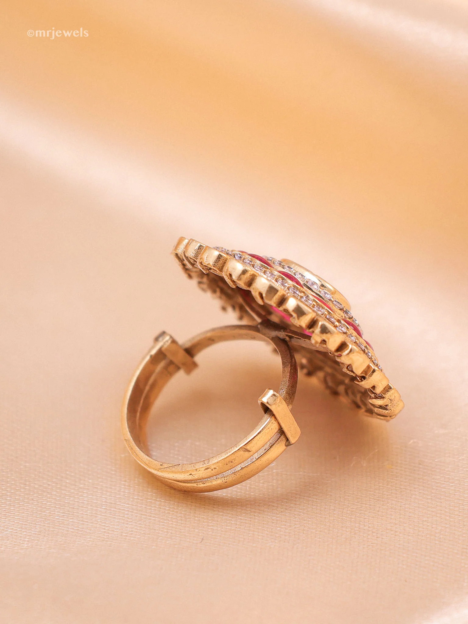 Rajwada Polki Ring (Adjustable) - Image 3