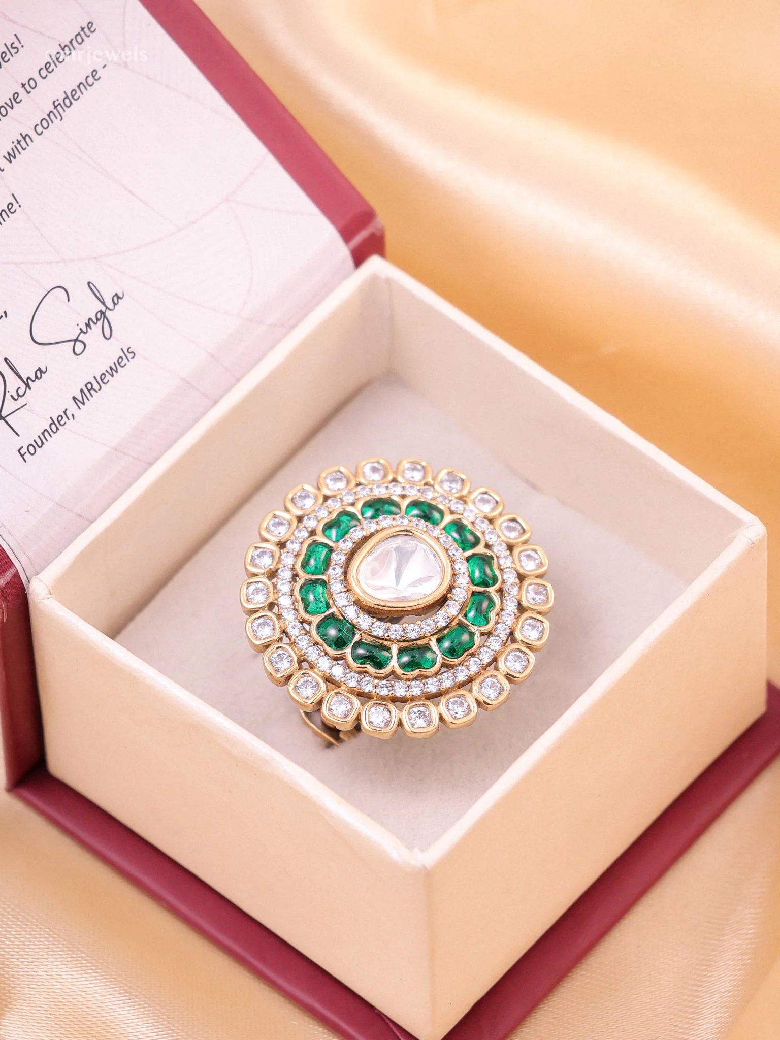 Rajwada Polki Ring (Adjustable) - Image 4