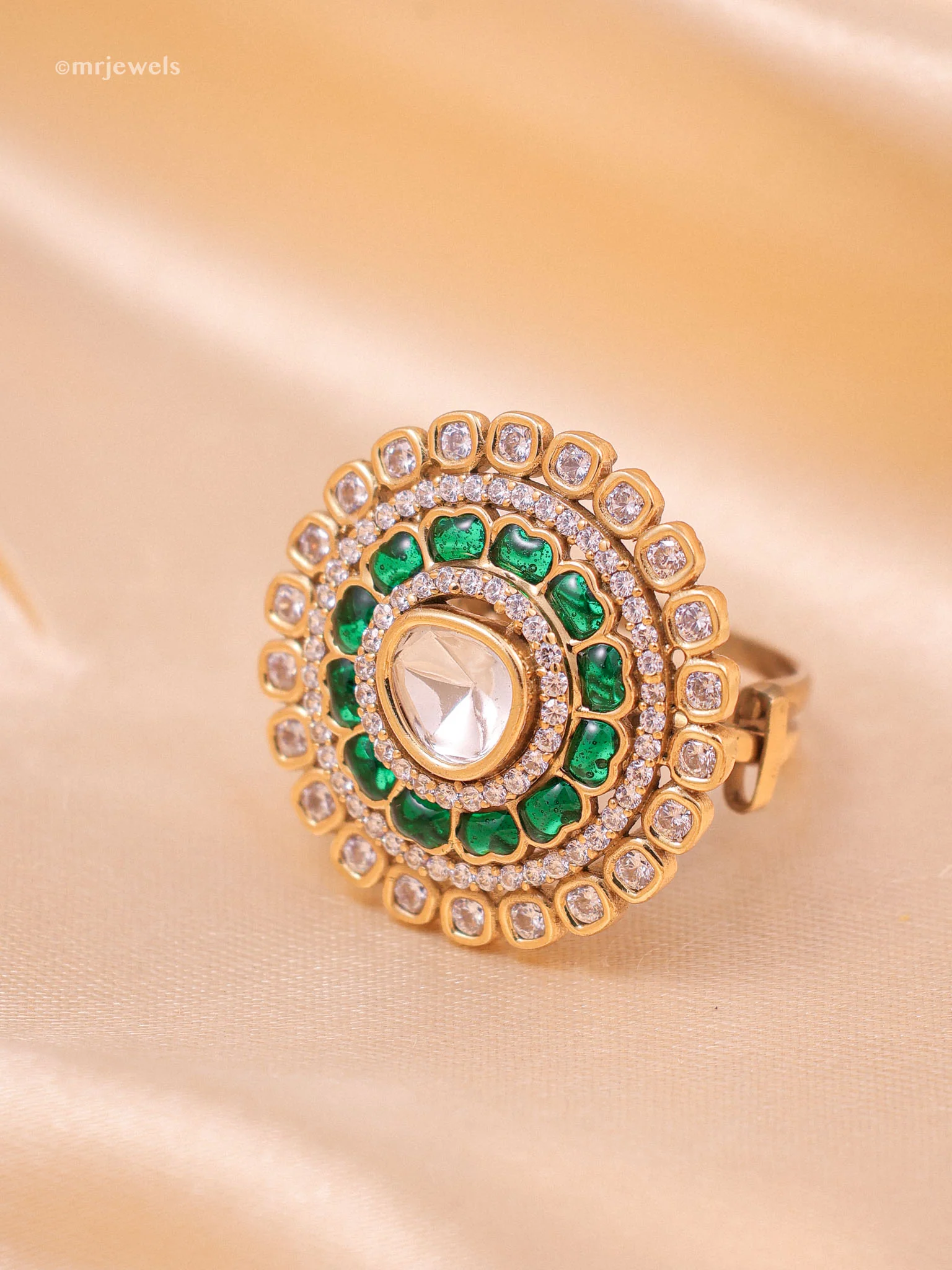Rajwada Polki Ring (Adjustable) - Image 5
