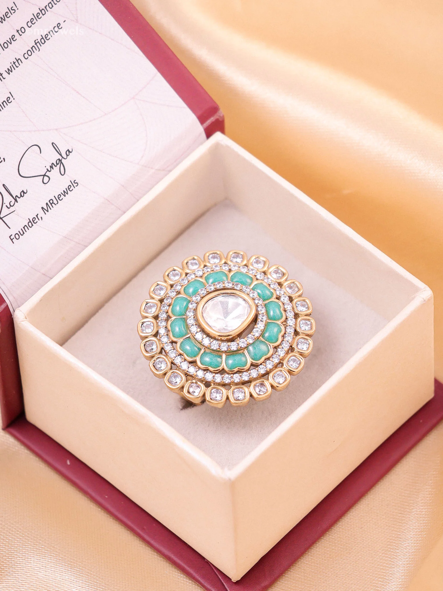 Rajwada Polki Ring (Adjustable) - Image 7