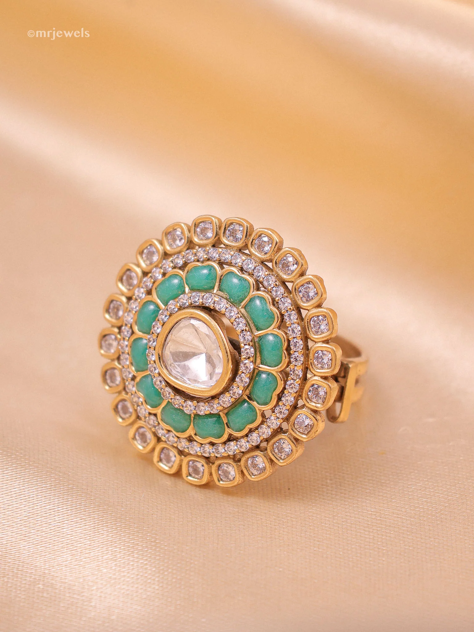 Rajwada Polki Ring (Adjustable) - Image 8