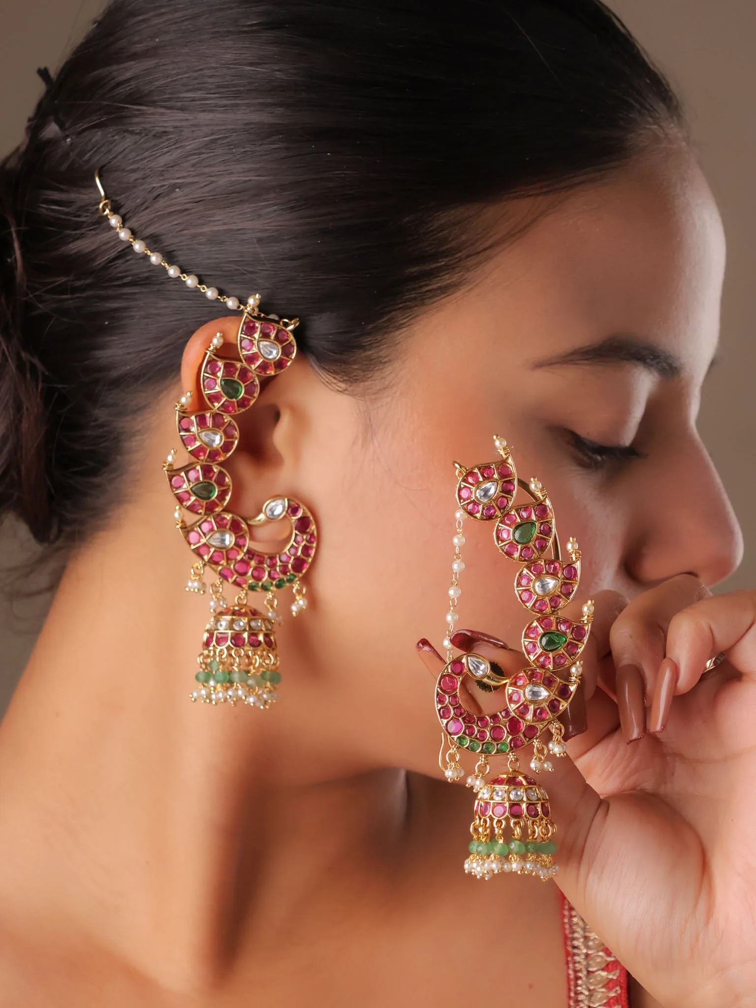 Rangriti Heirloom Ear-Cuff Jhumkas