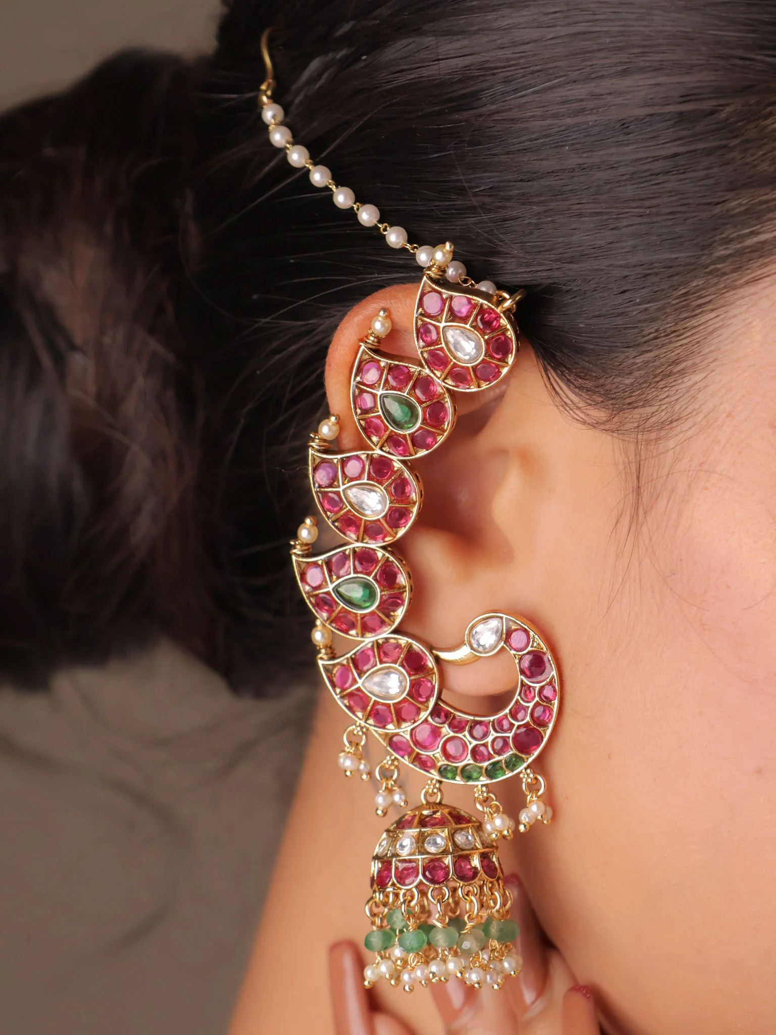 Rangriti Heirloom Ear-Cuff Jhumkas - Image 2