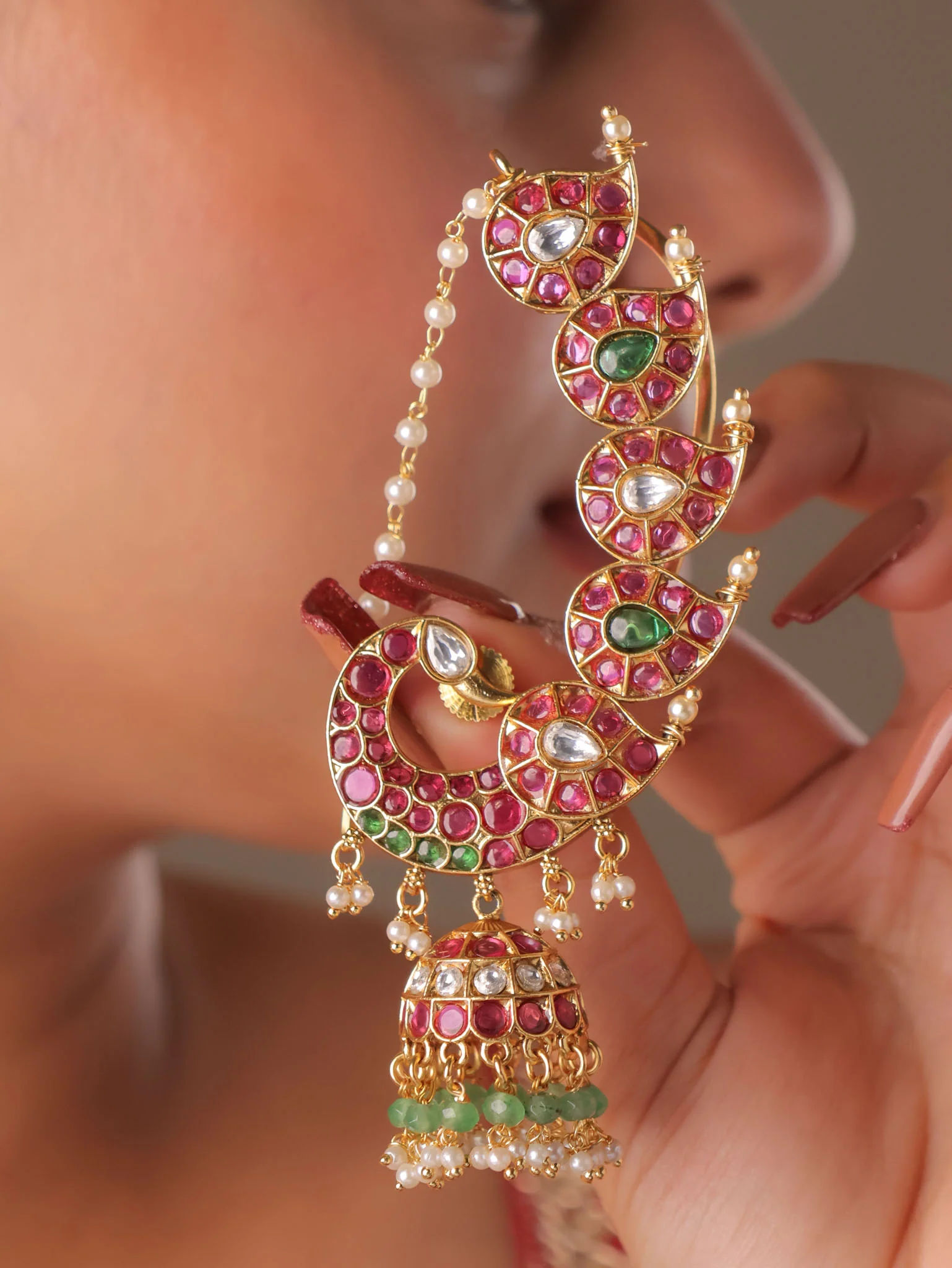 Rangriti Heirloom Ear-Cuff Jhumkas - Image 3