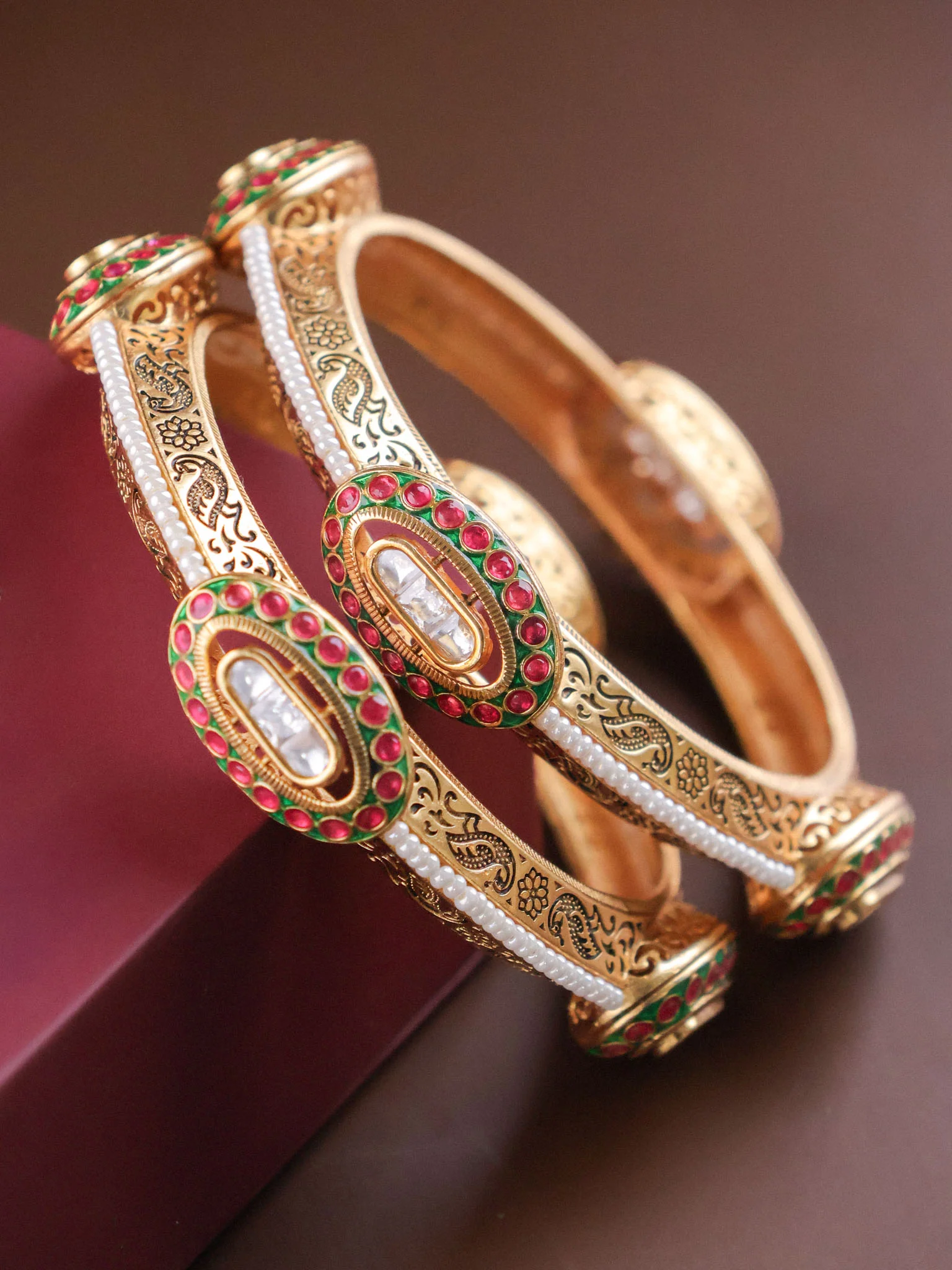 Regal Kundan Heritage Bangles Non openable Pair