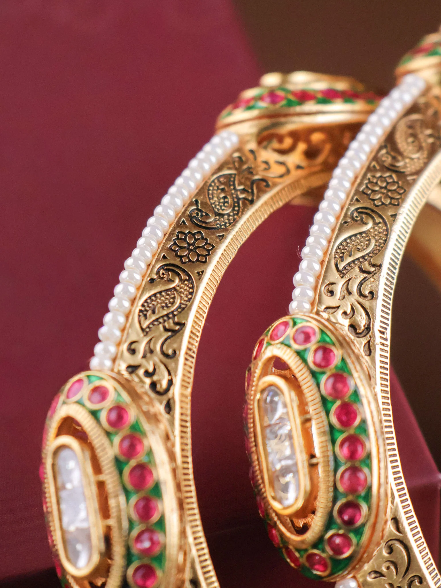 Regal Kundan Heritage Bangles Non openable Pair - Image 4