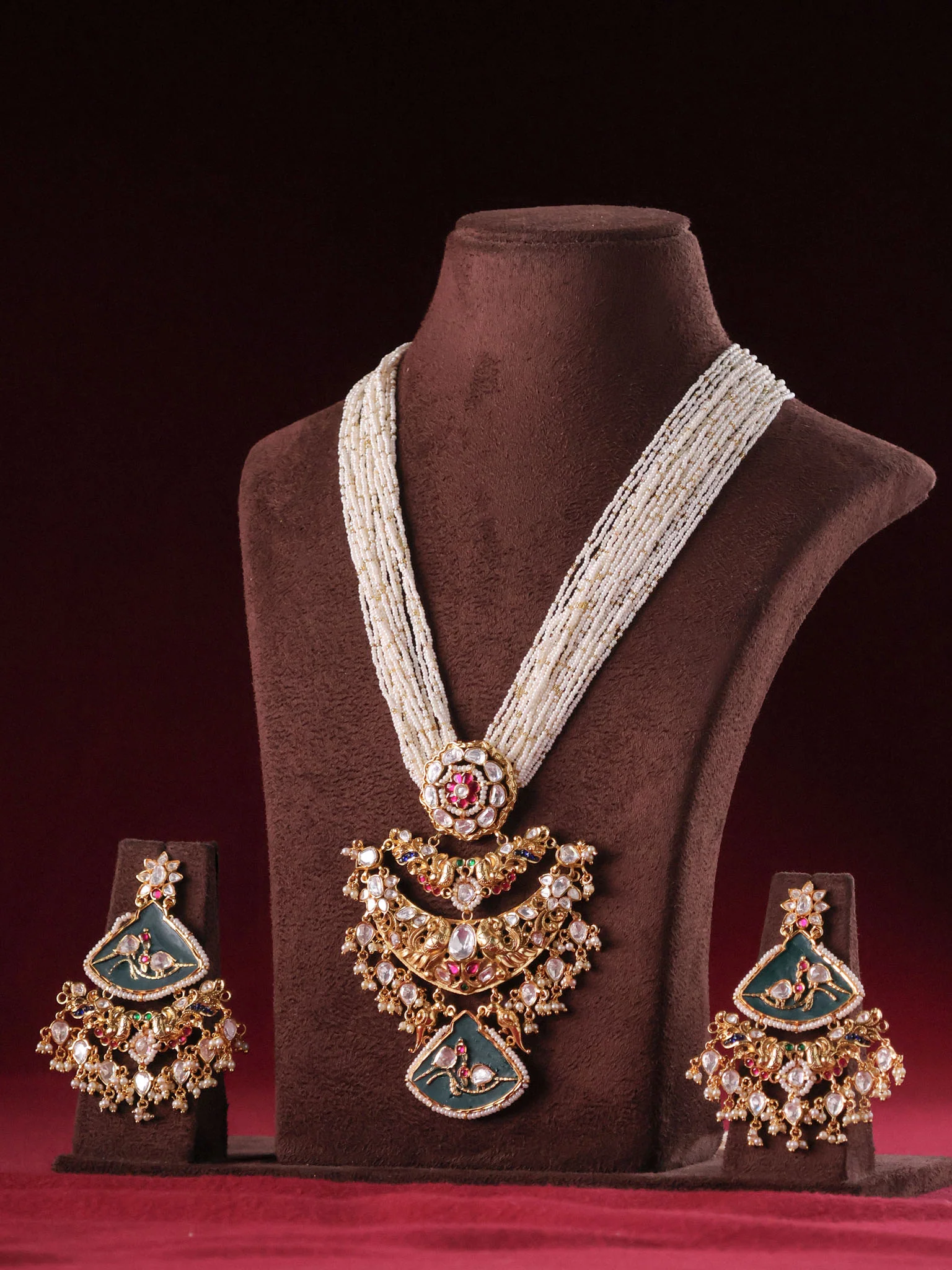 Regal Kundan-Meena Pearl Multistrand Set