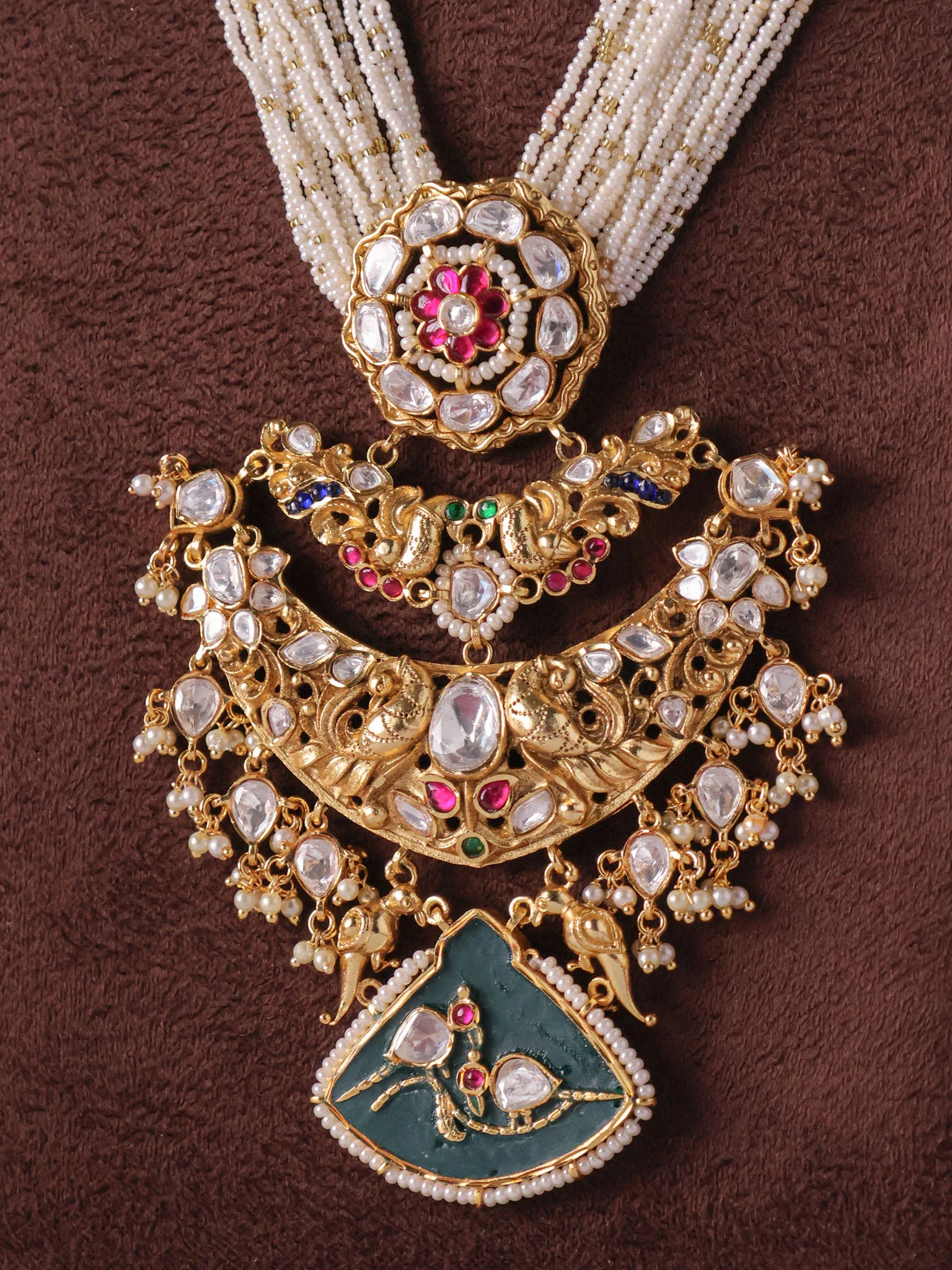 Regal Kundan-Meena Pearl Multistrand Set - Image 2