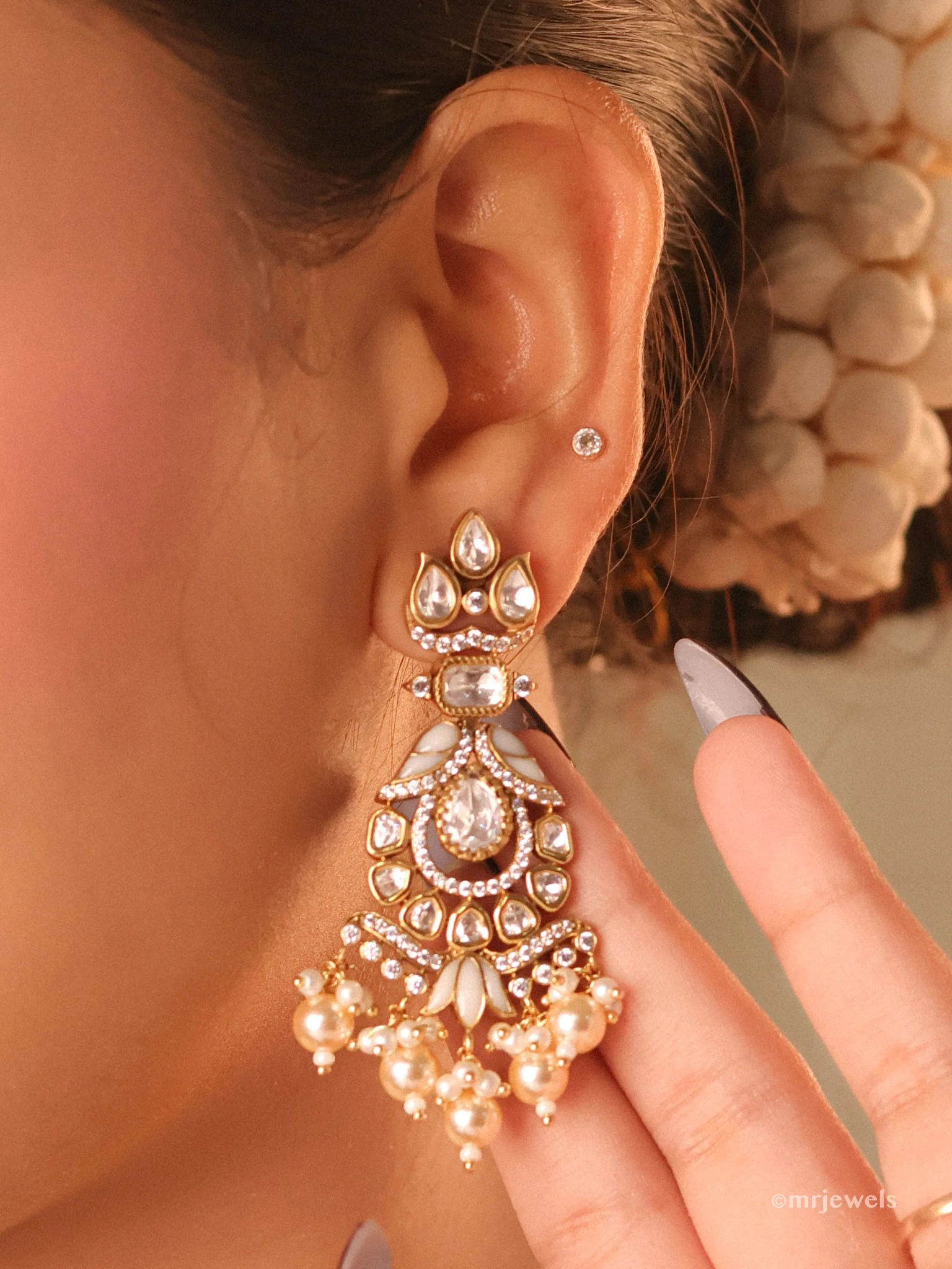 Regal Kundan Pearl Bridal Choker Set - Image 3