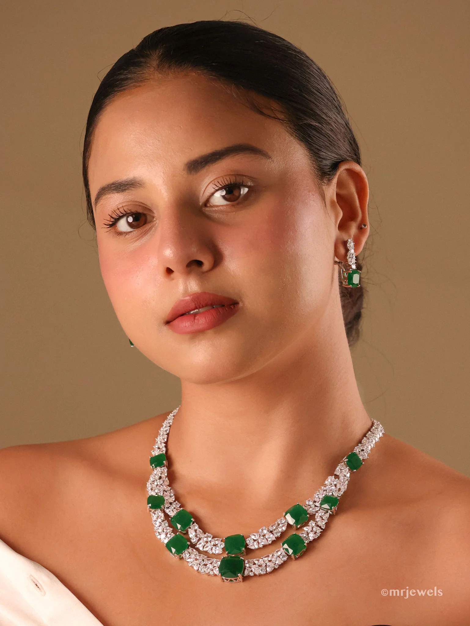 Regalia Cushion Tennis Necklace Set (Emerald/Ruby)