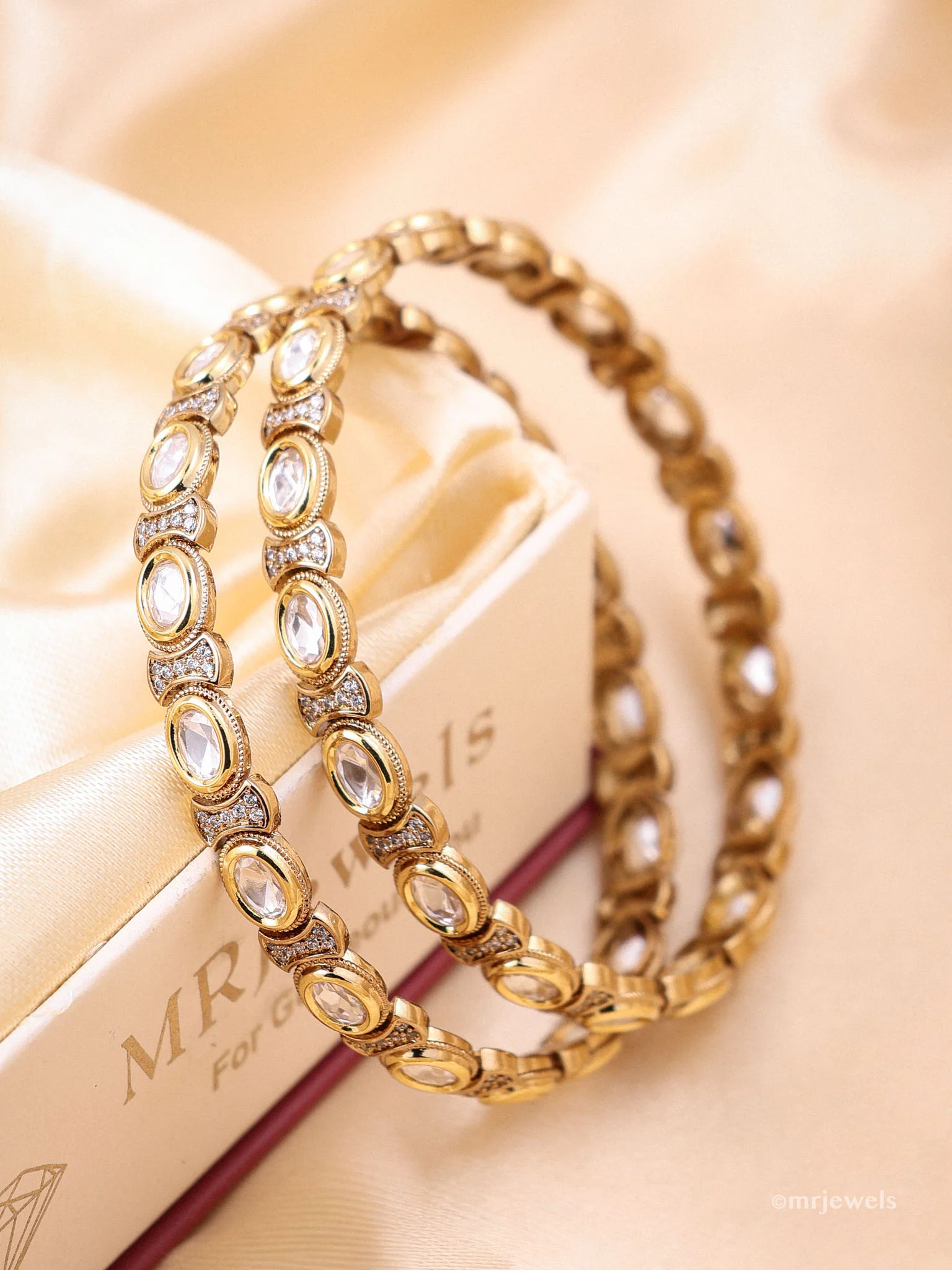 Ria Kundan Polki Bangles Pair of 2 Not openable