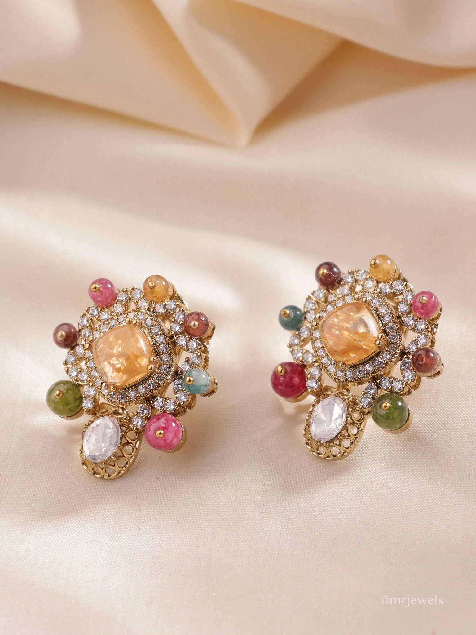 Ridhira Antique Floral Stud Earrings