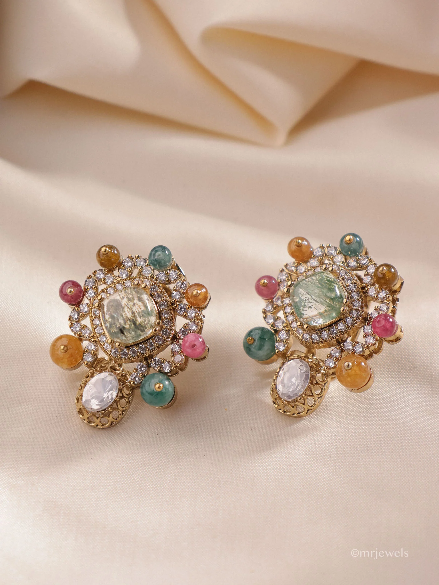 Ridhira Antique Floral Stud Earrings - Image 2