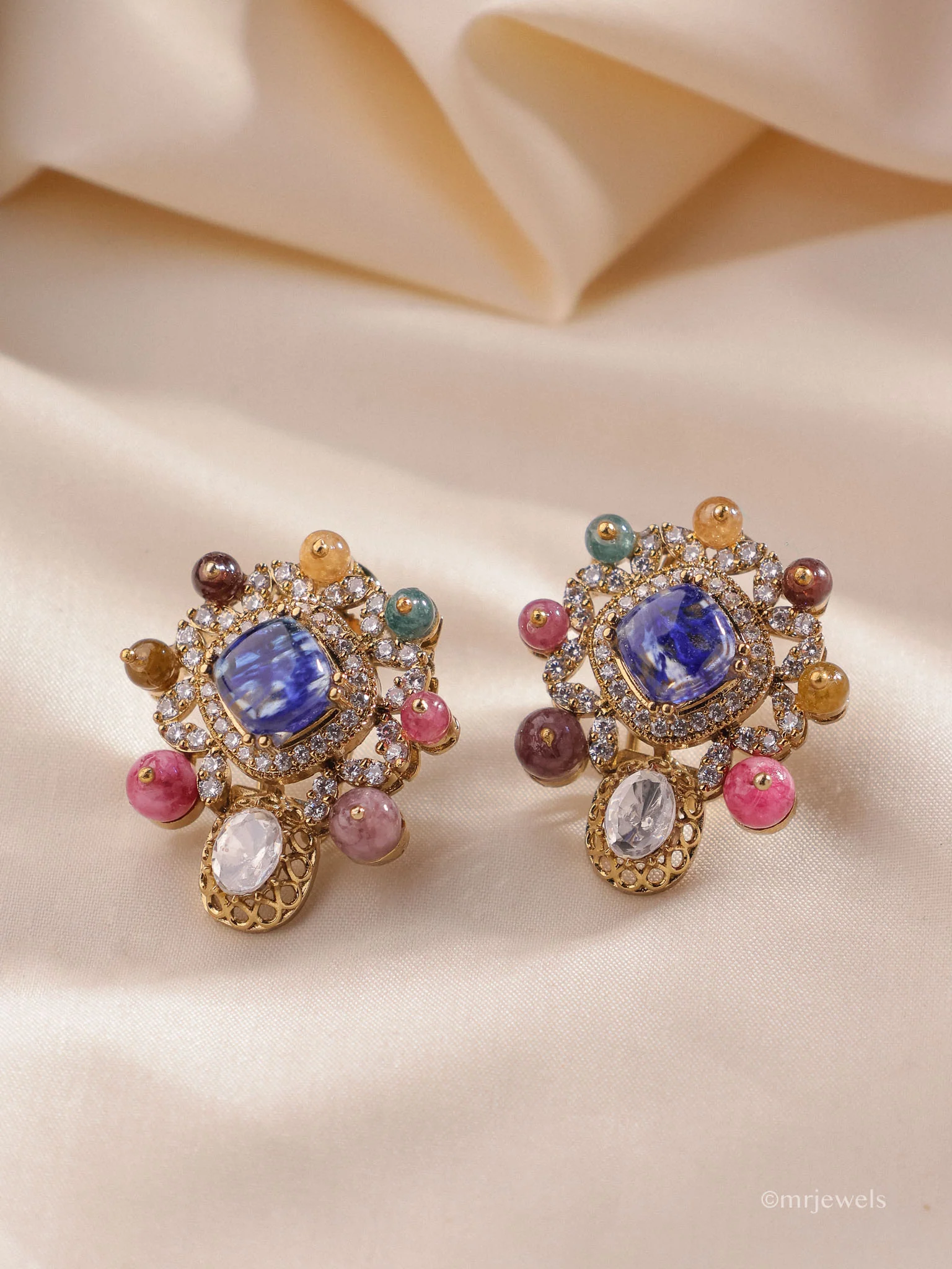 Ridhira Antique Floral Stud Earrings - Image 3