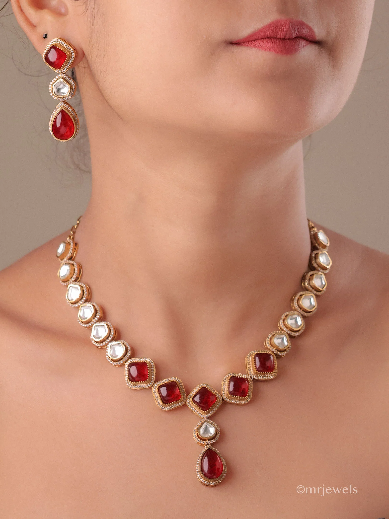 Ridhira Kundan Polki Necklace Set