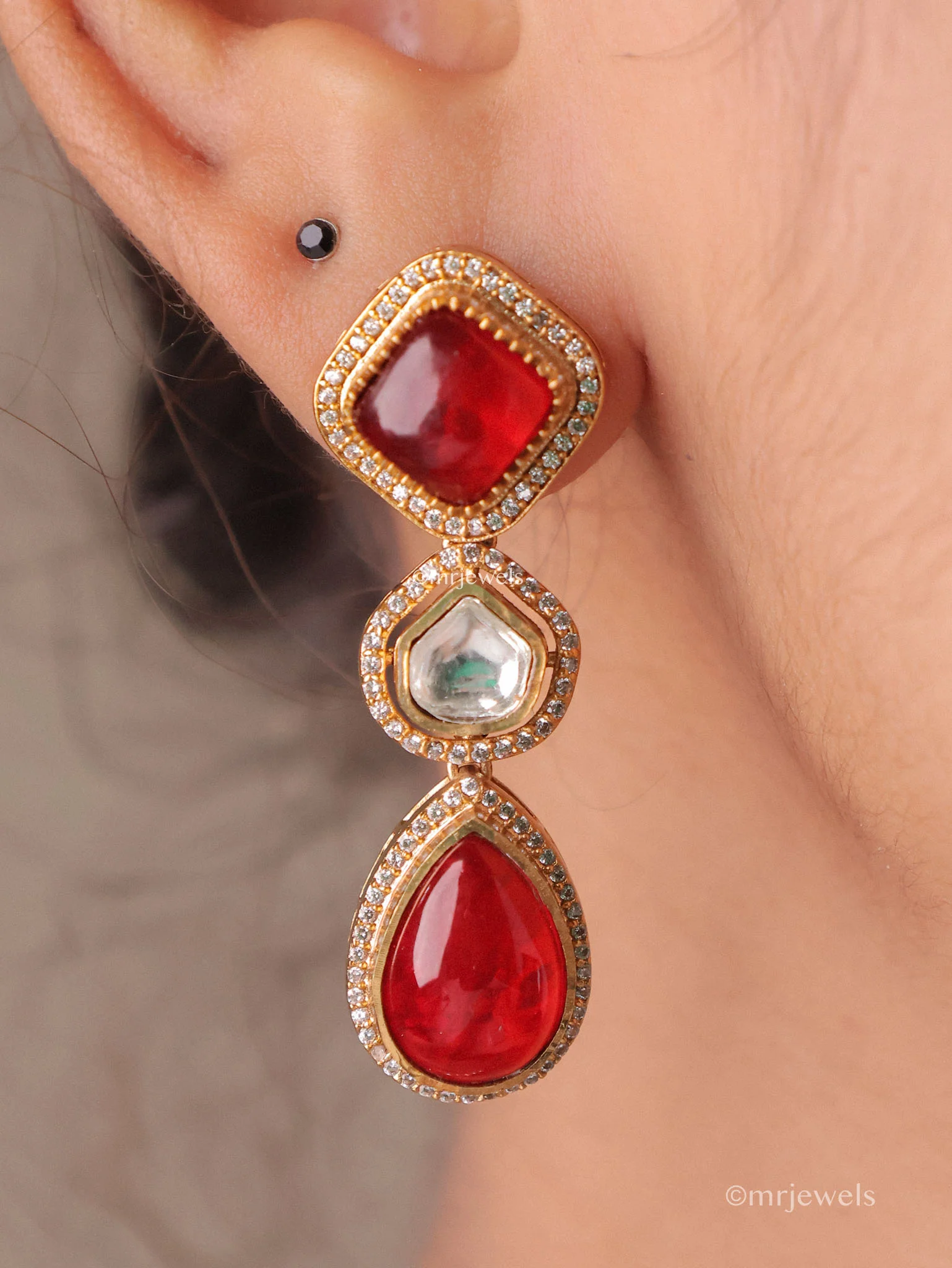 Ridhira Kundan Polki Necklace Set - Image 3