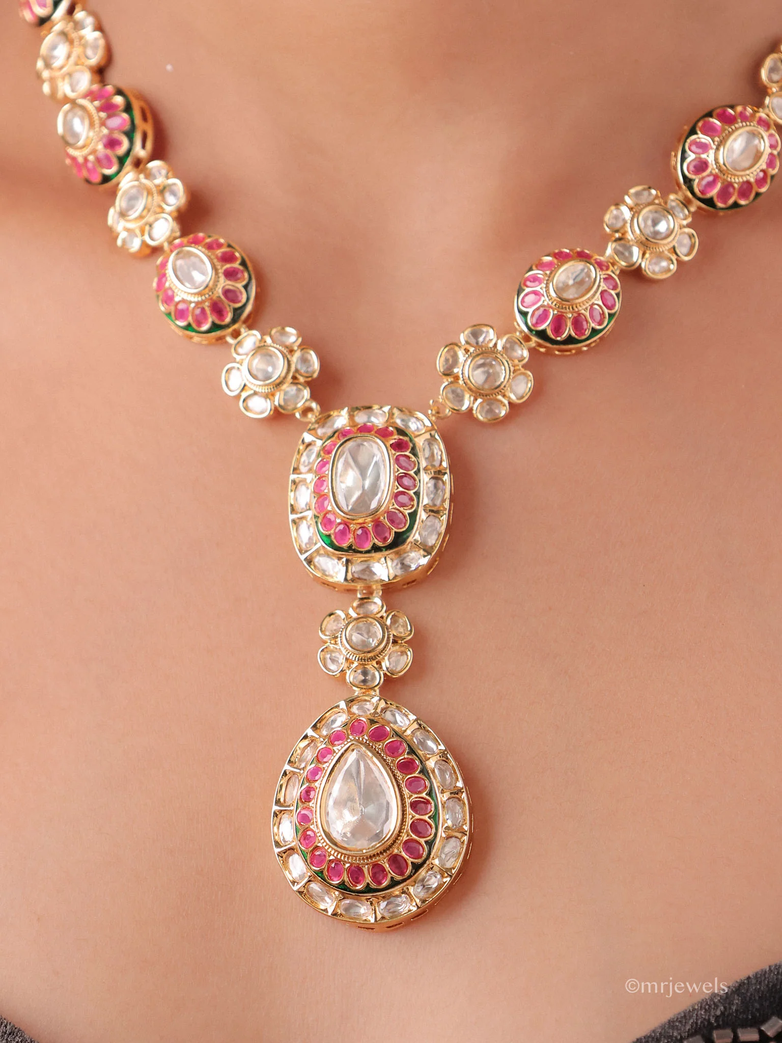 Ridhira Meenakari Drop Necklace - Image 2