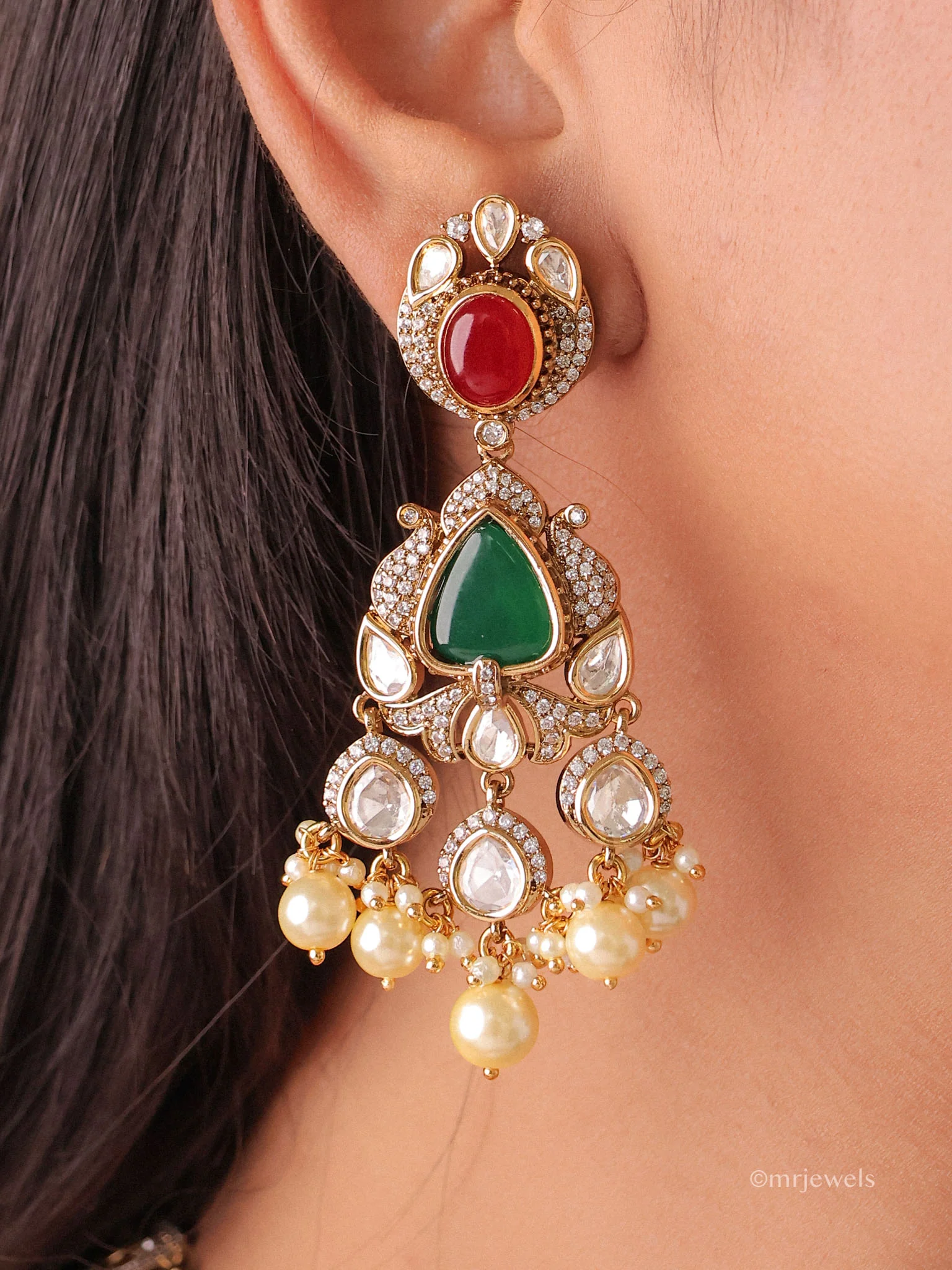Ridhira Navratna Polki Necklace Set - Image 3