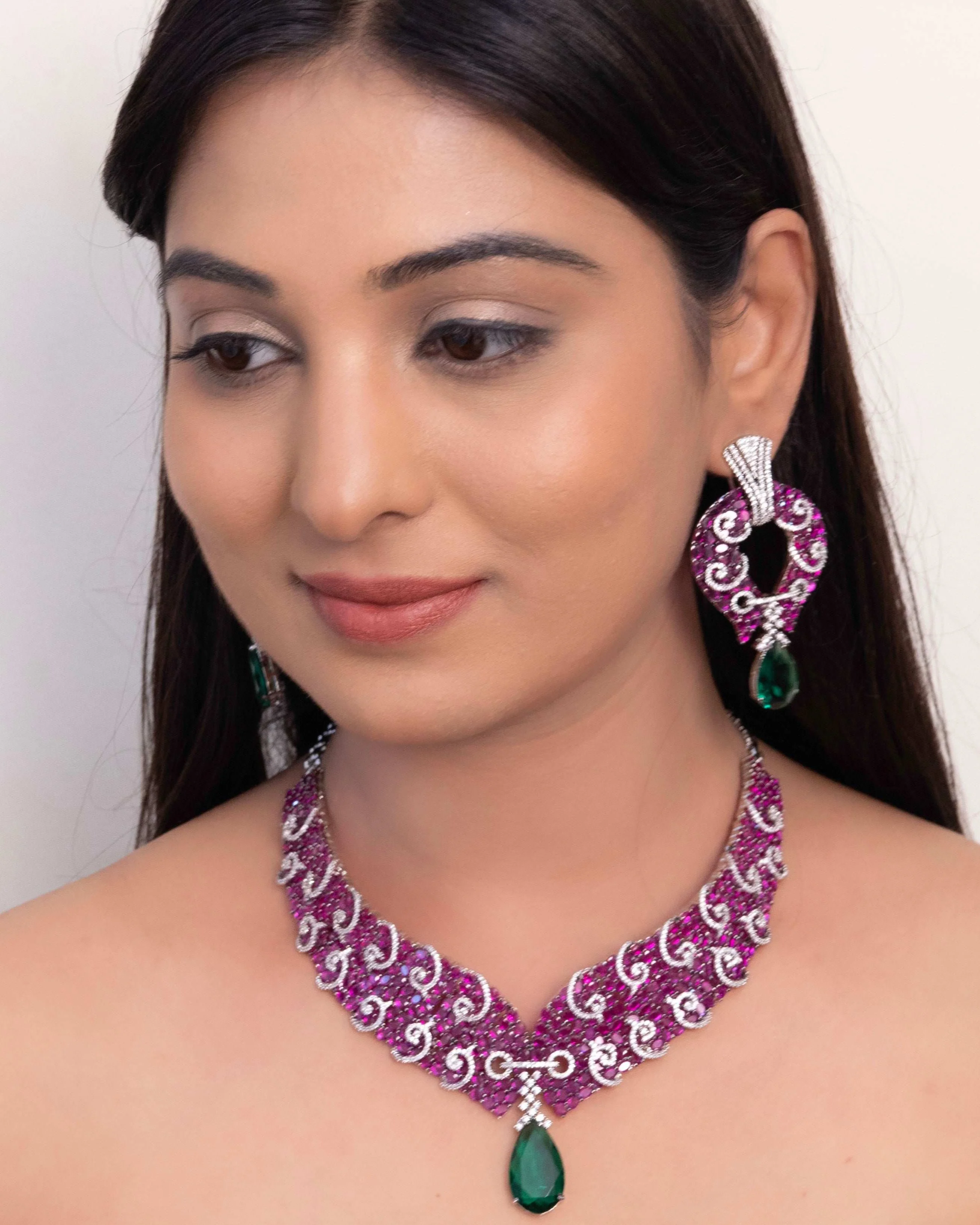Rose-berry Cut Designer Diamond Set With earrings - Image 3