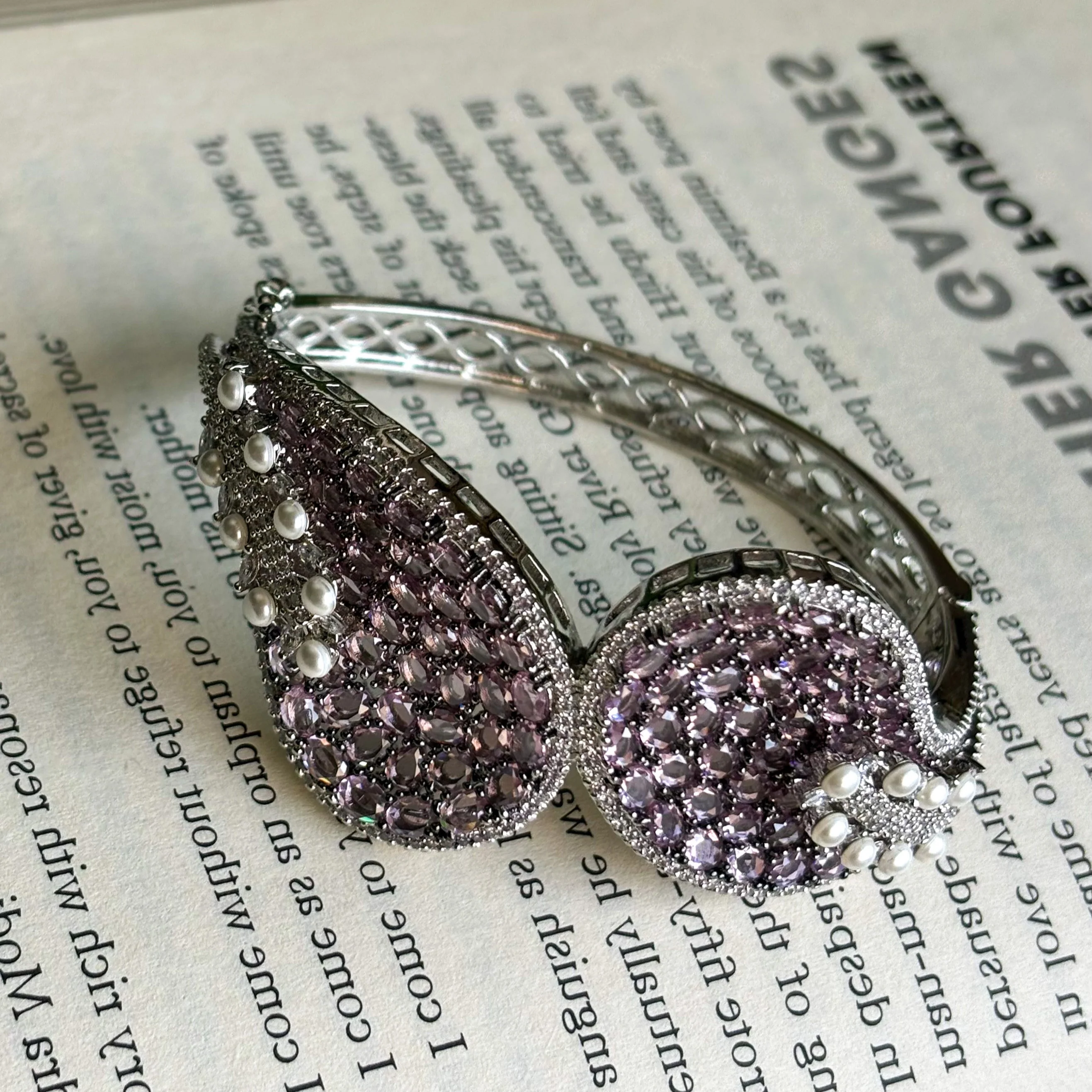 Rose Cut Diamond Statement Bracelet Openable - Image 3