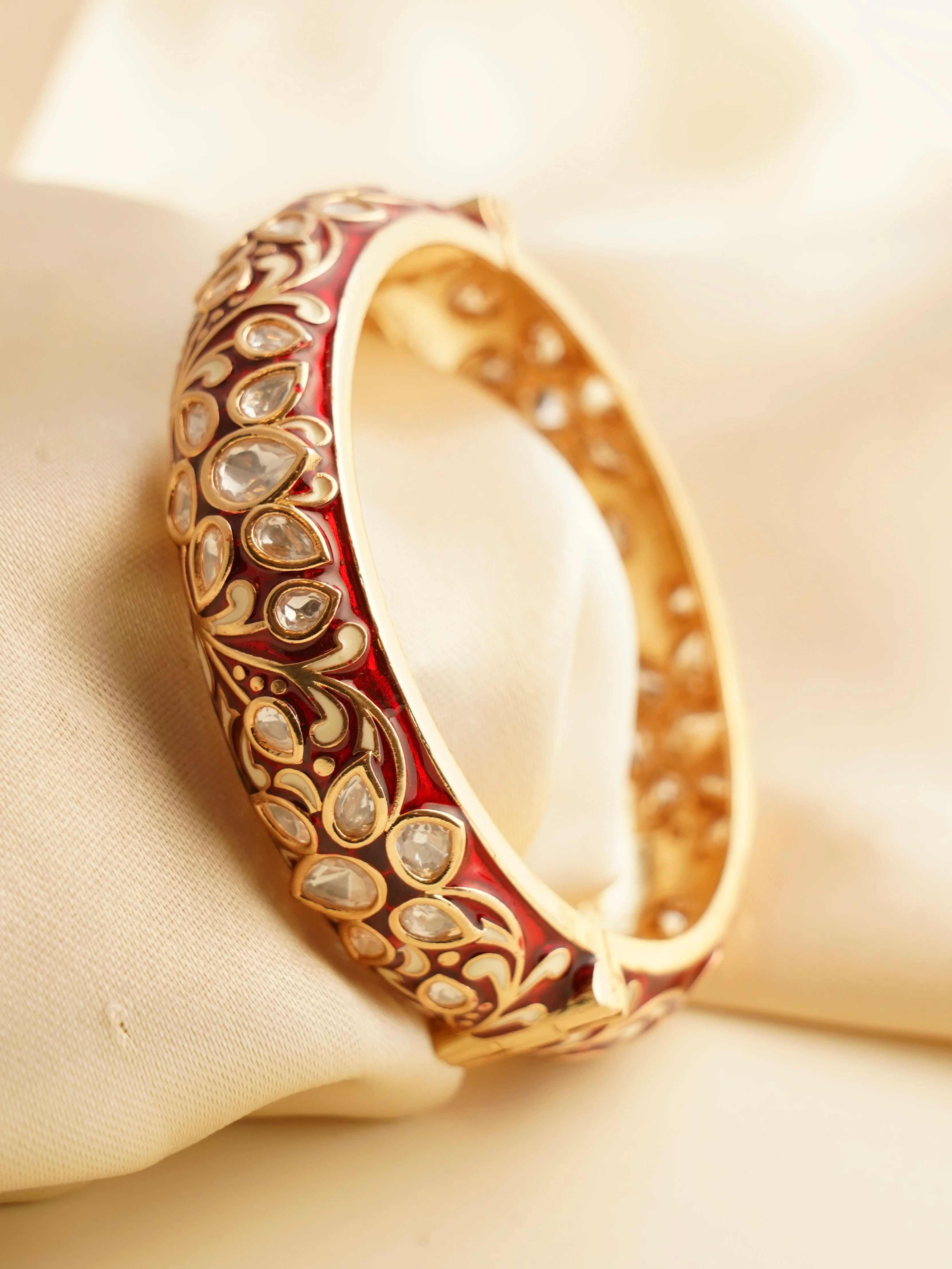 Meenakari Polki Gold Kada Openable - Image 2
