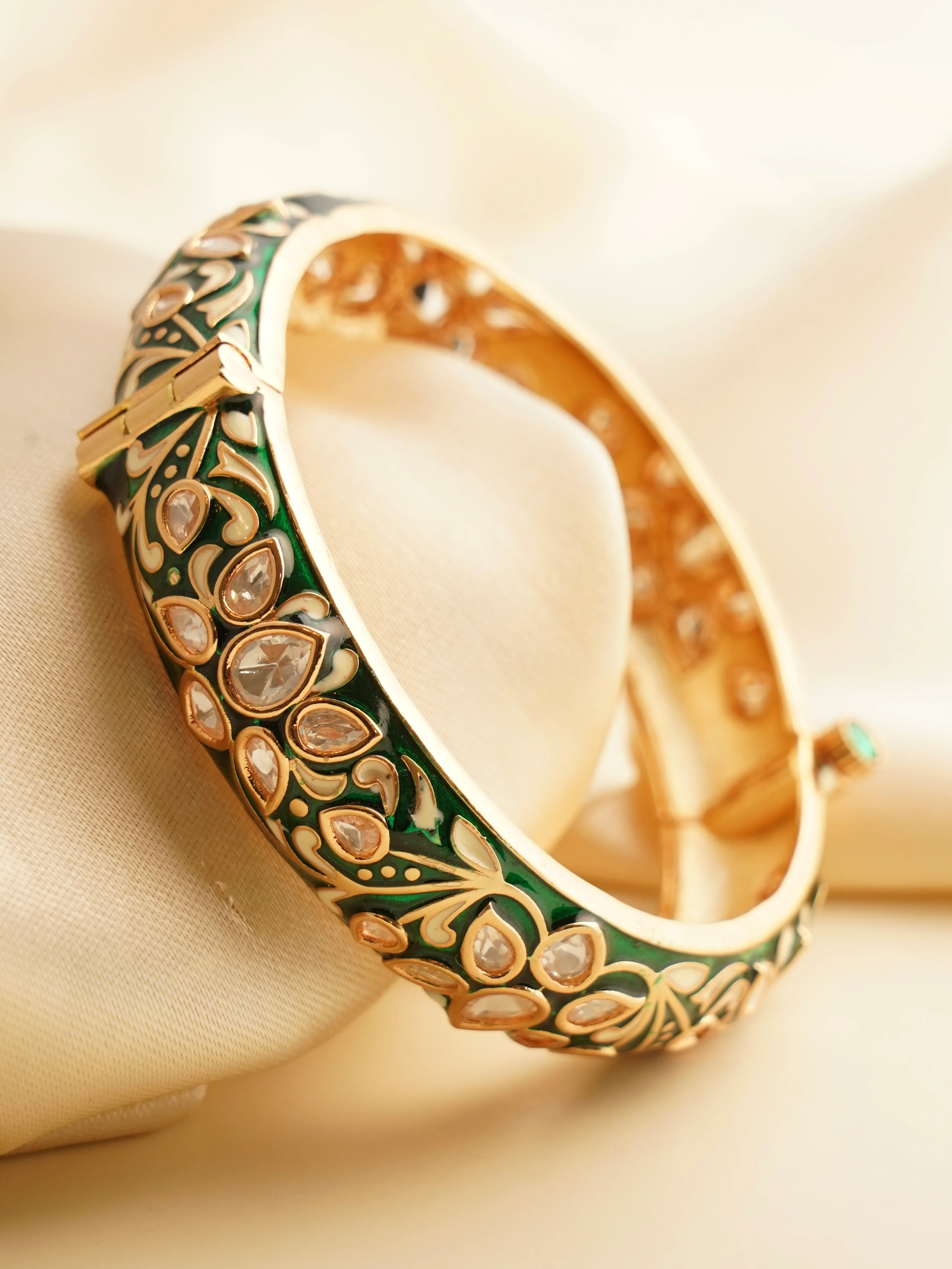 Meenakari Polki Gold Kada Openable - Image 6